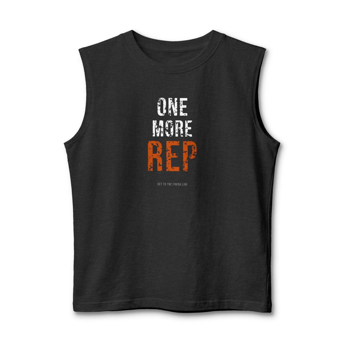 One More Rep Muscle Tank — motivational flowy racerback tank by Get To The Finish Line (view 2)