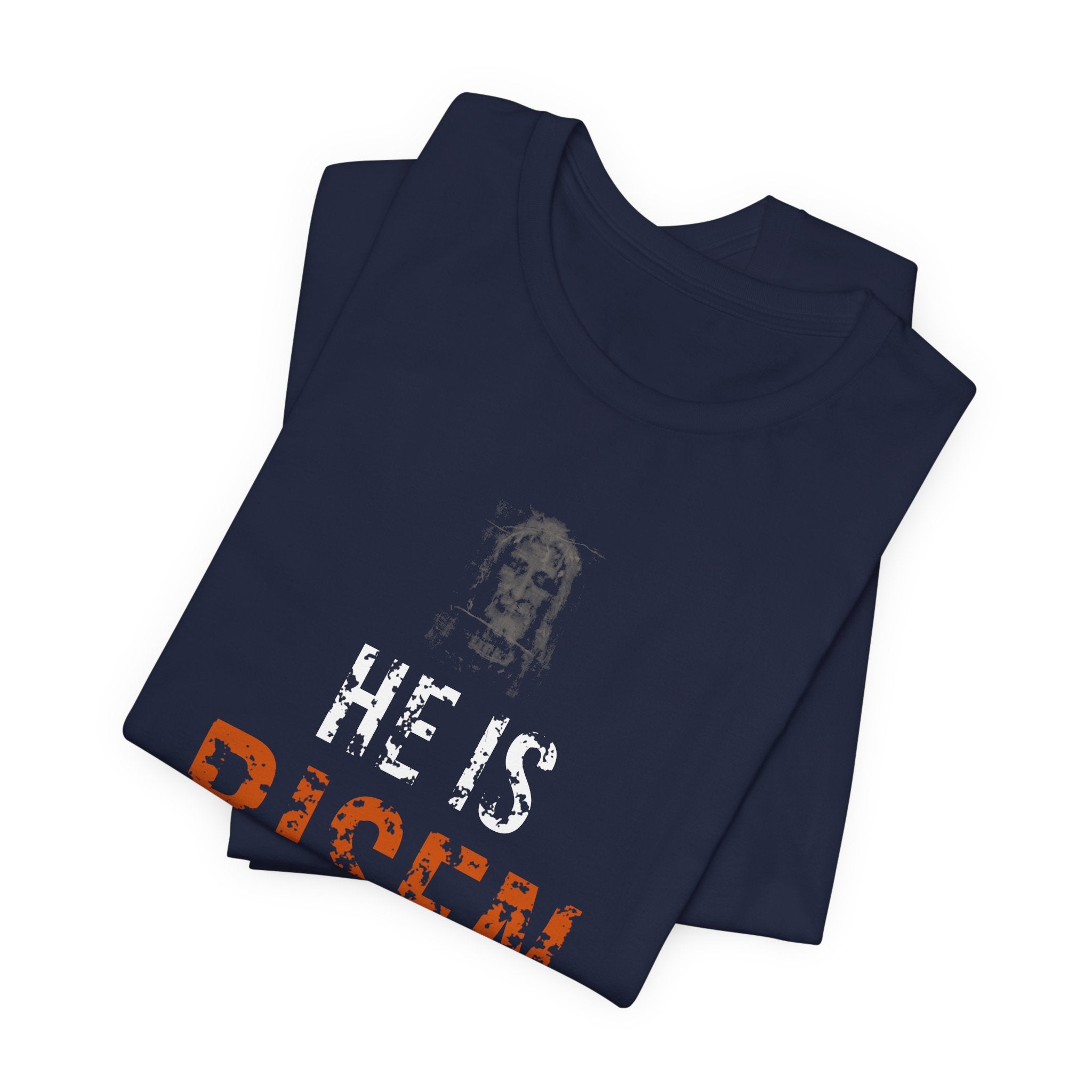 He Is Risen Tee — White/Orange — christian resurrection graphic tee by Get To The Finish Line (view 15)