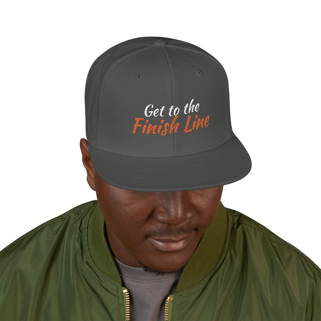 Get To The Finish Line Script Snapback — Embroidered