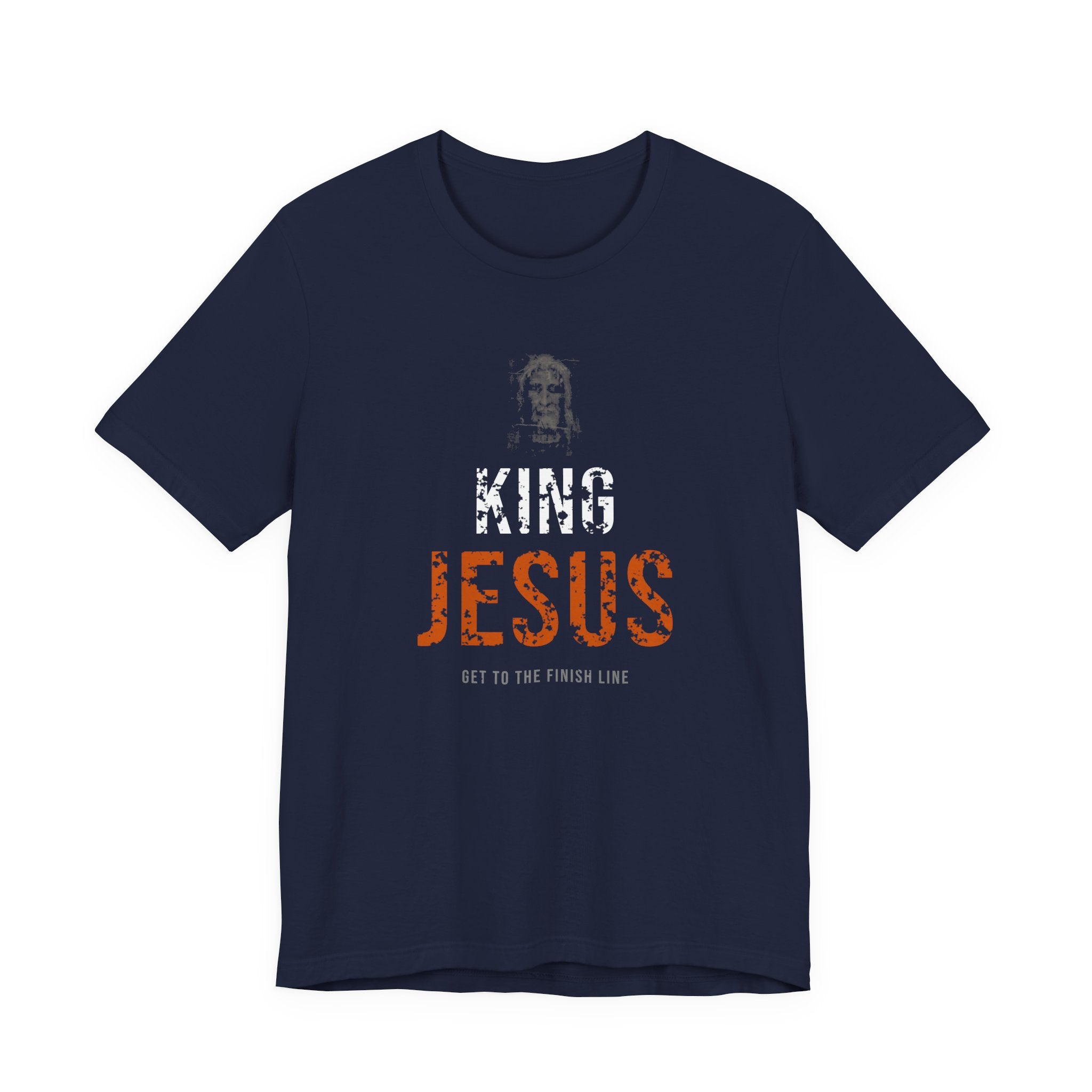 King Jesus Tee — White/Orange — christian graphic tee by Get To The Finish Line (view 4)
