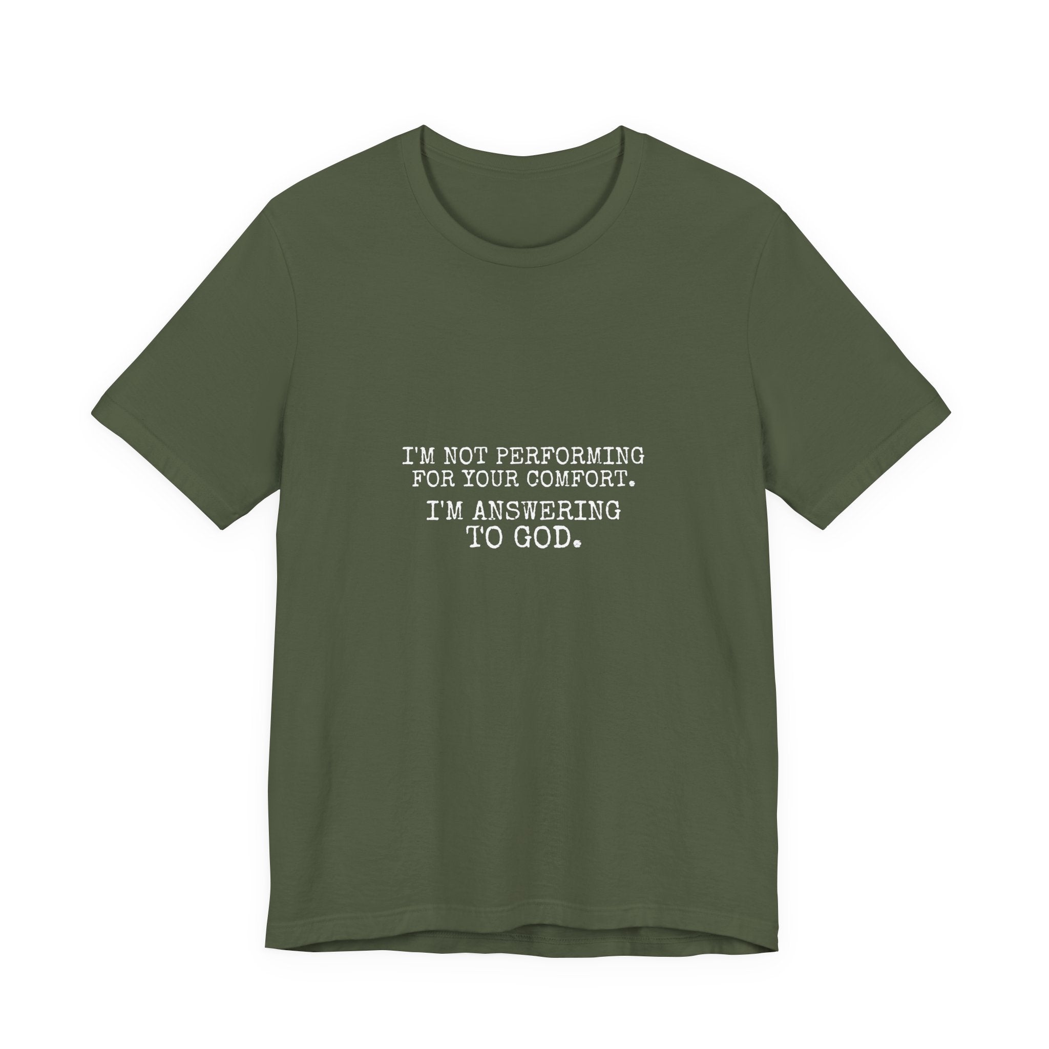 Answering To God Tee — White — bold christian statement graphic tee by Get To The Finish Line (view 2)