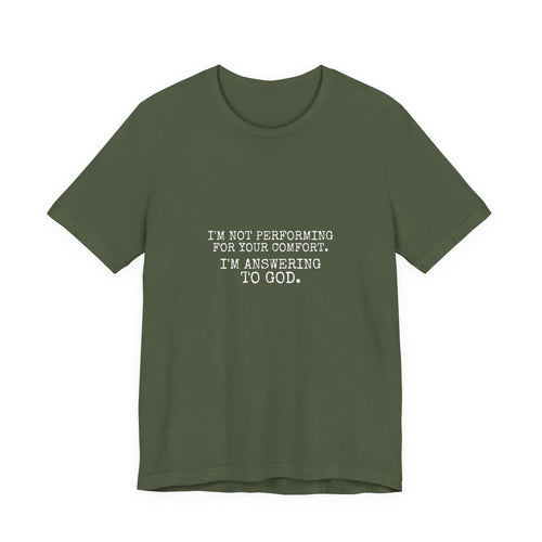 Answering To God Tee — White — bold christian statement graphic tee by Get To The Finish Line (view 2)