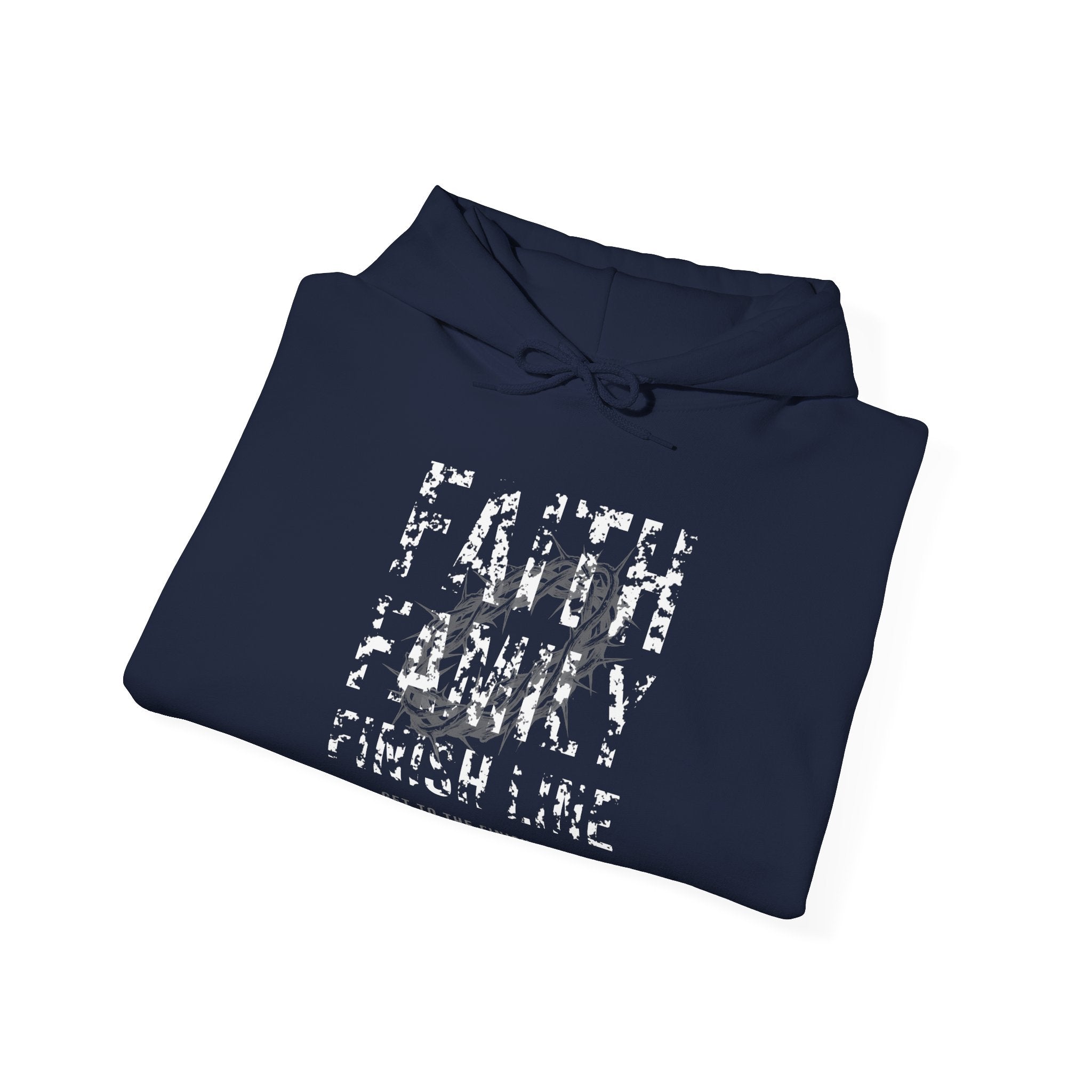 Faith Family Finish Line Hoodie — White — christian family values graphic hoodie by Get To The Finish Line (view 16)