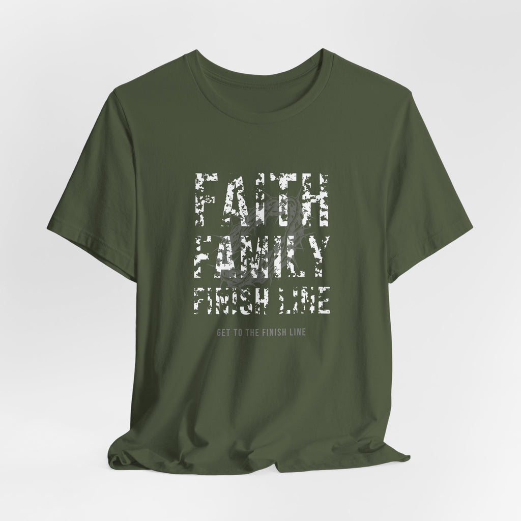 Faith Family Finish Line Tee — White — christian family values graphic tee by Get To The Finish Line (view 10)