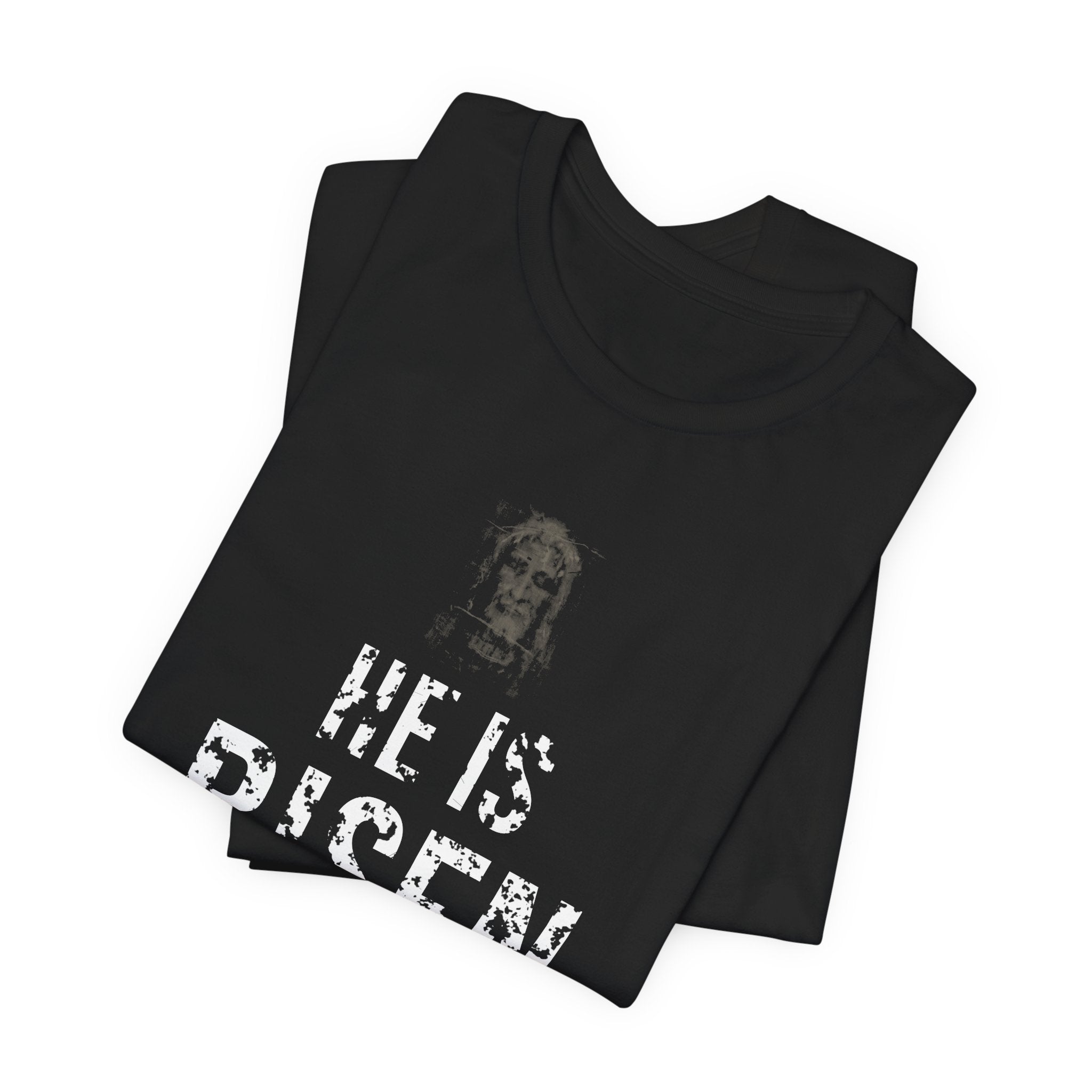 He Is Risen Tee — White — christian resurrection graphic tee by Get To The Finish Line (view 6)