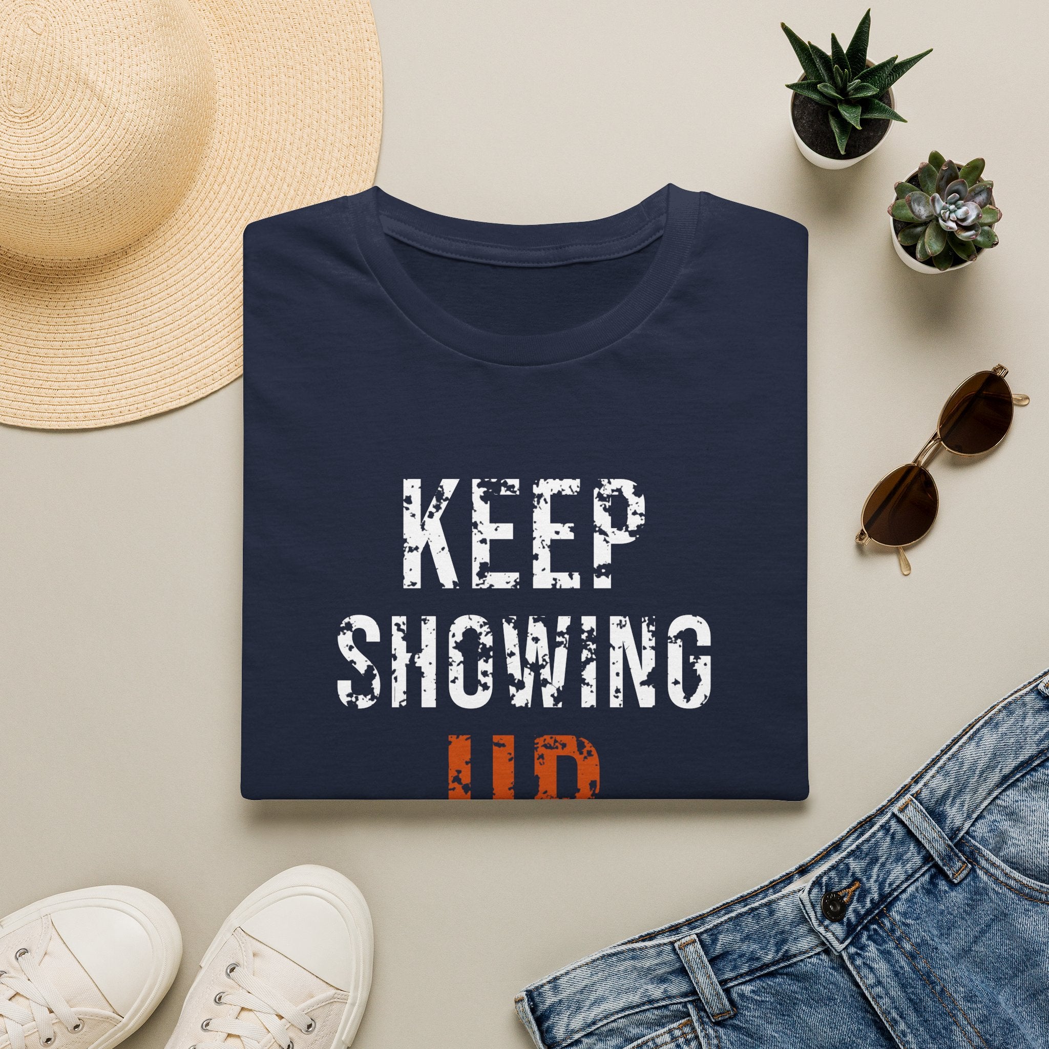 Keep Showing Up Tee — motivational graphic tee by Get To The Finish Line (view 7)