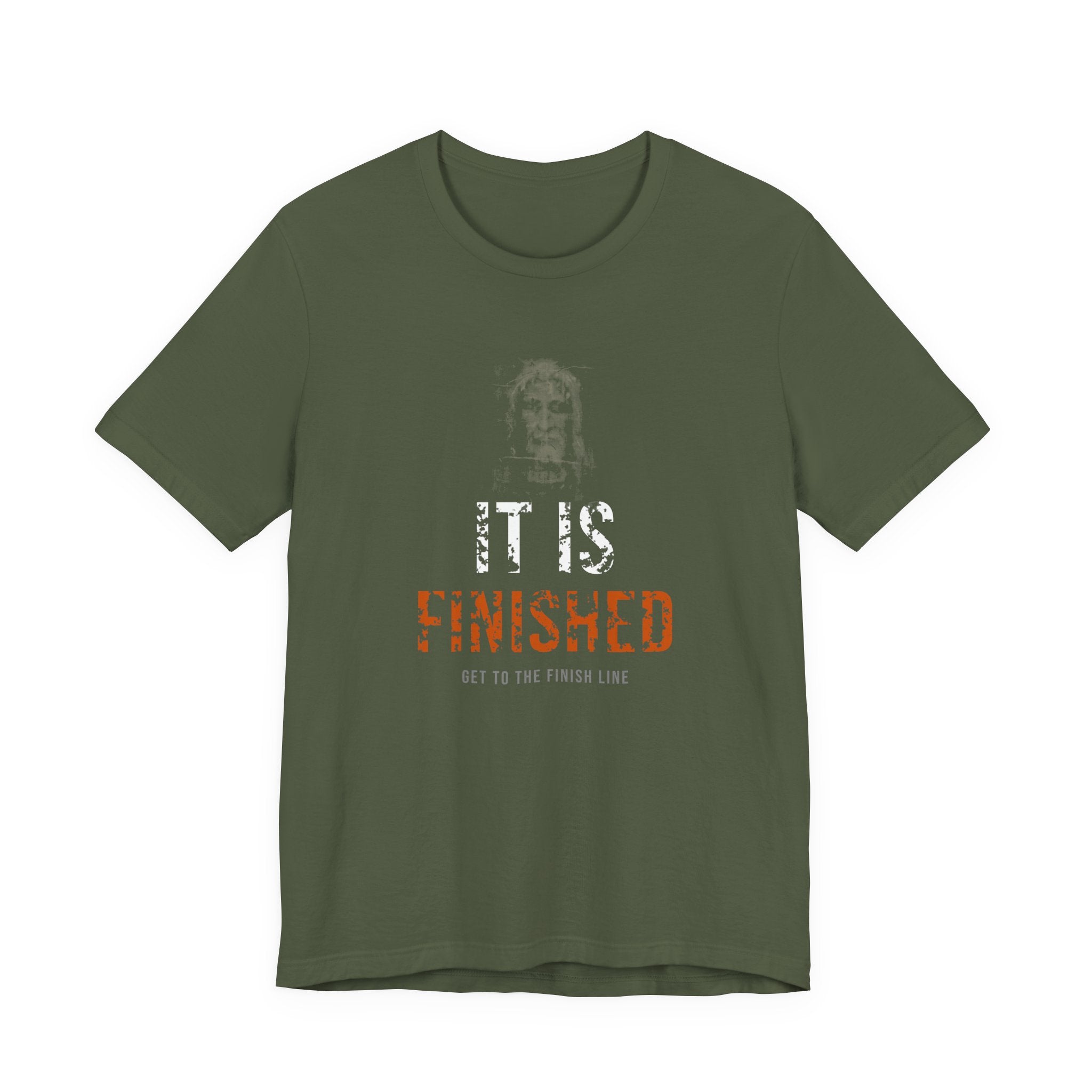 It Is Finished Tee — White/Orange — christian graphic tee by Get To The Finish Line (view 2)