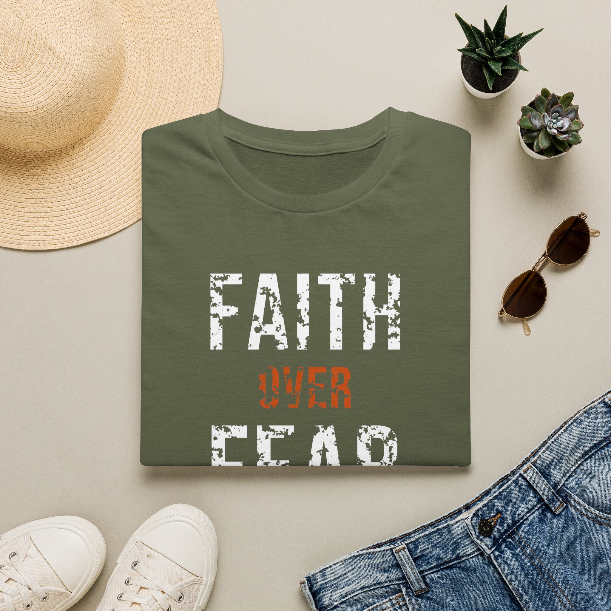 Faith Over Fear Tee — christian graphic tee by Get To The Finish Line (view 3)