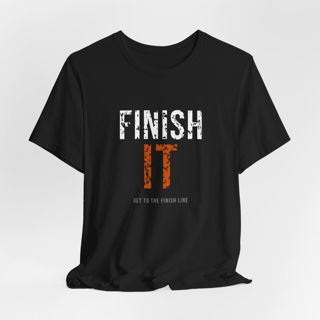 Finish It Tee — White/Orange — distressed motivational graphic tee by Get To The Finish Line (view 7)