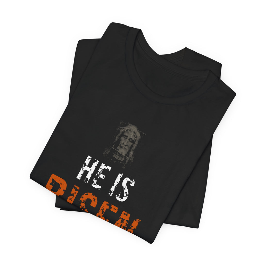 He Is Risen Tee — White/Orange — christian resurrection graphic tee by Get To The Finish Line (view 6)