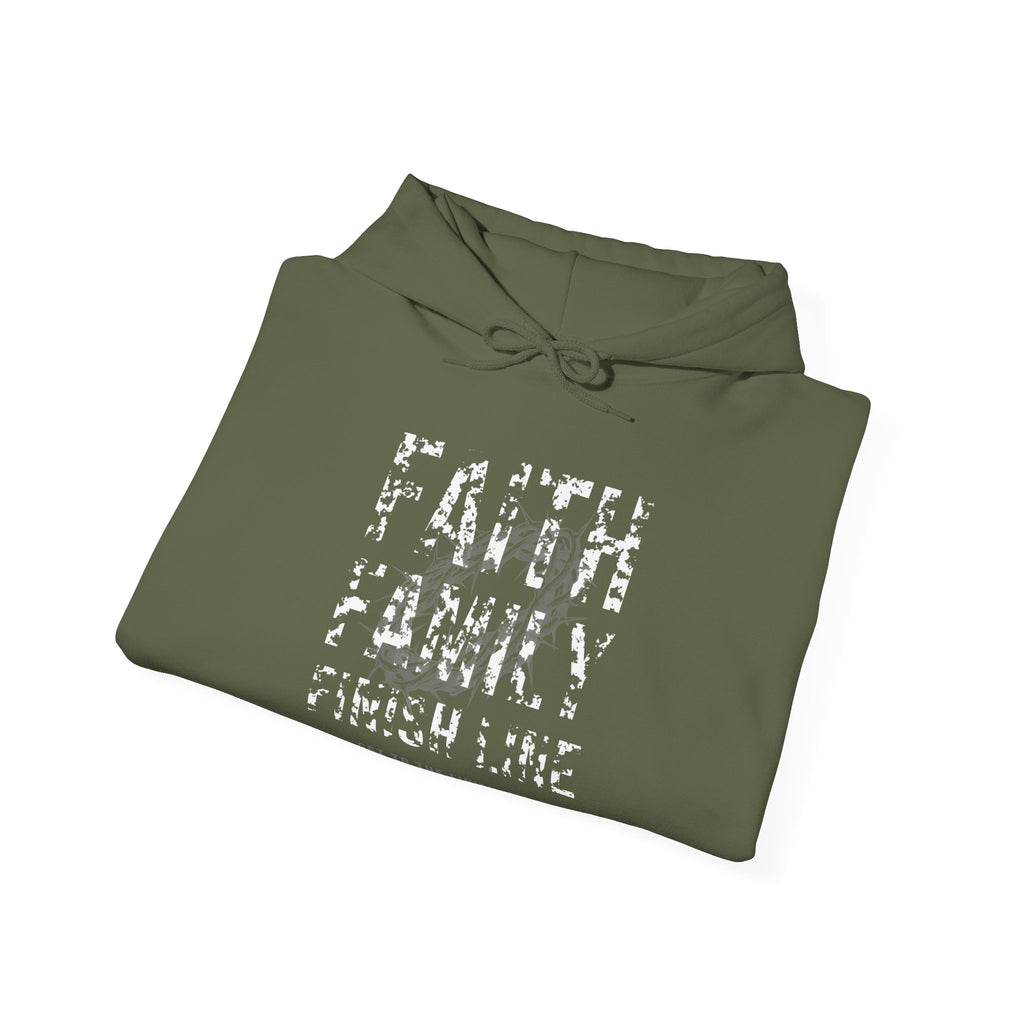 Faith Family Finish Line Hoodie — White — christian family values graphic hoodie by Get To The Finish Line (view 10)