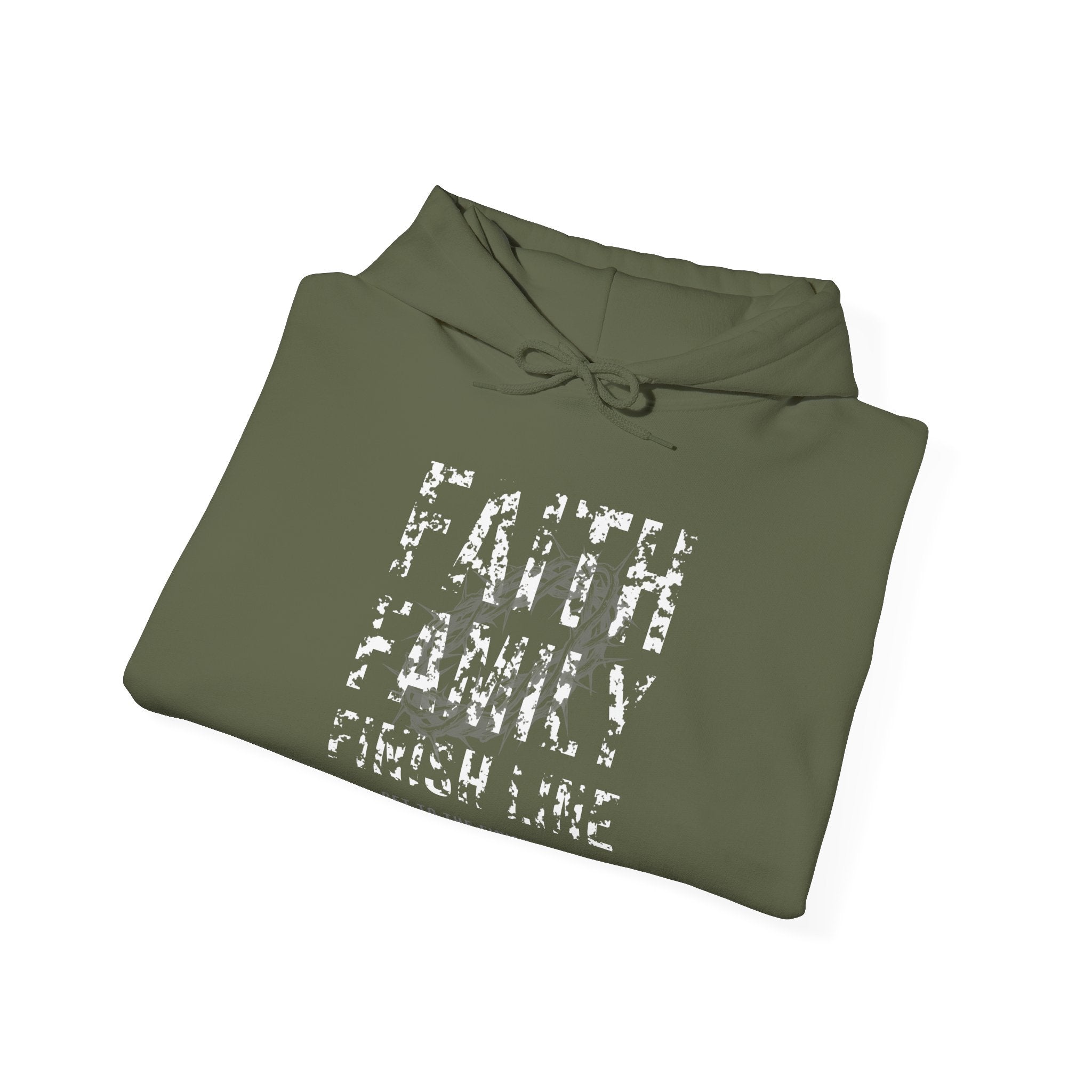 Faith Family Finish Line Hoodie — White — christian family values graphic hoodie by Get To The Finish Line (view 10)