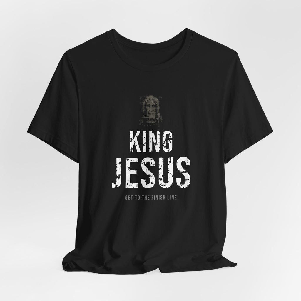 King Jesus Tee — White — christian graphic tee by Get To The Finish Line (view 7)