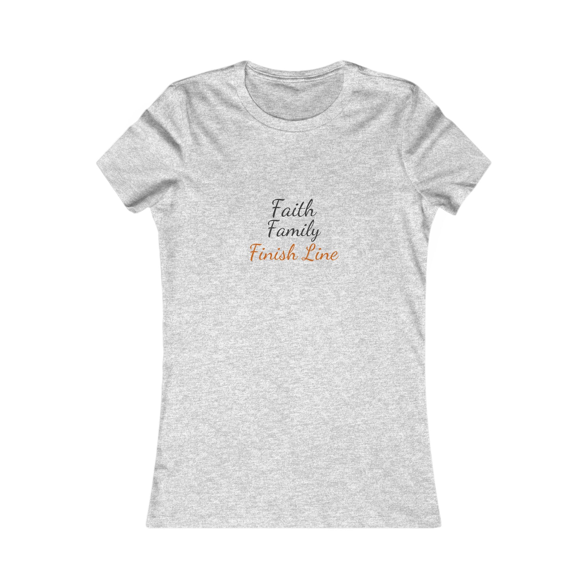 Faith Family Finish Line Script Women's Tee — Light — christian family values graphic tee by Get To The Finish Line (view 3)