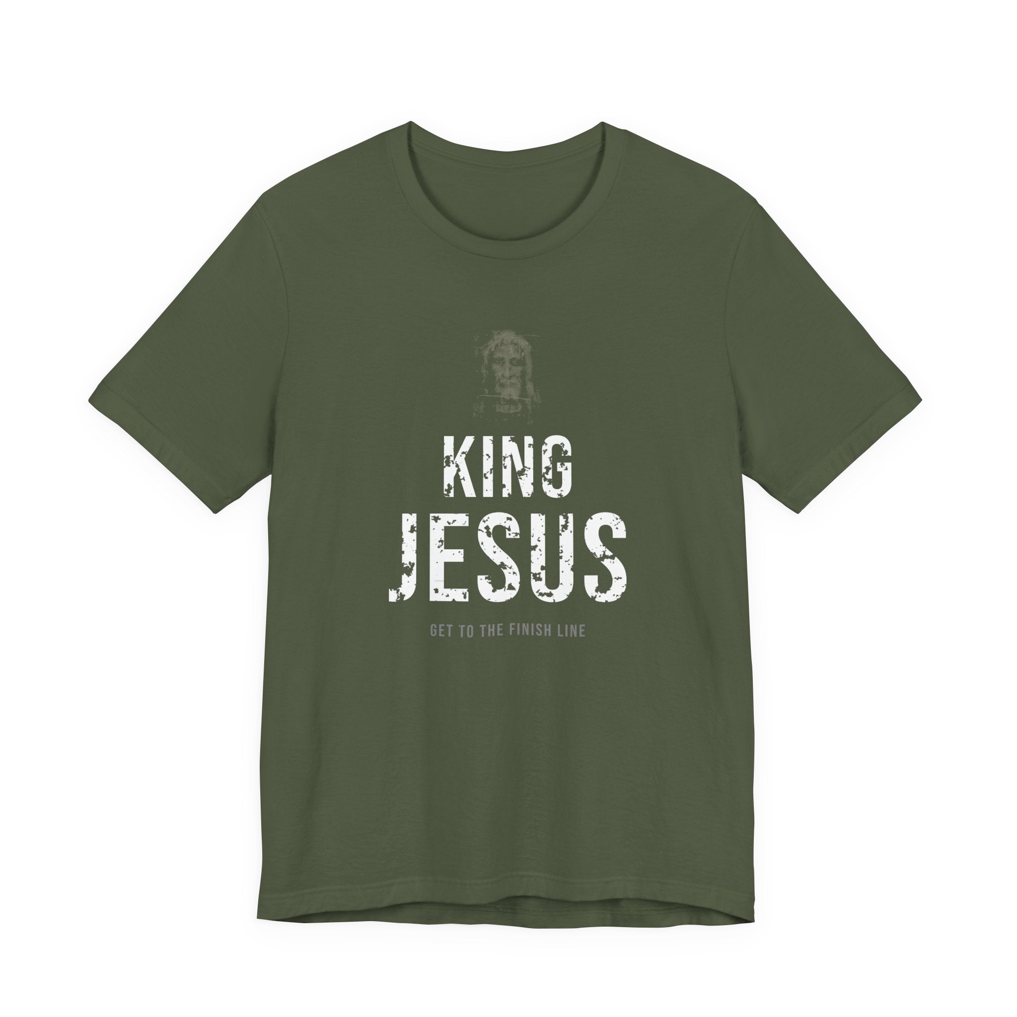 King Jesus Tee — White — christian graphic tee by Get To The Finish Line (view 2)