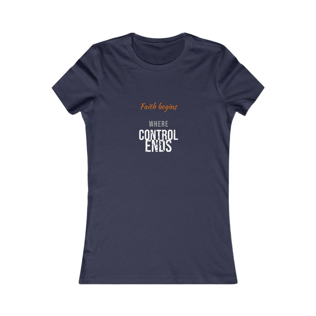 Faith Begins Script Women's Tee — Dark