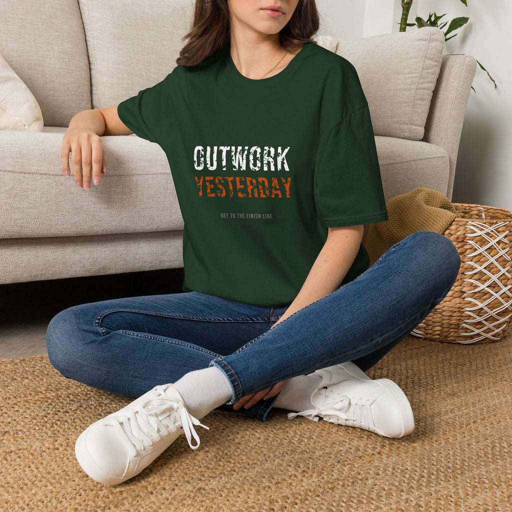 Outwork Yesterday Tee — motivational graphic tee by Get To The Finish Line (view 17)