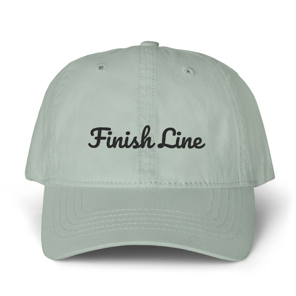 Get To The Finish Line Script Women’s Cap — Pigment-Dyed — motivational perseverance pigment-dyed cap by Get To The Finish Line (view 2)