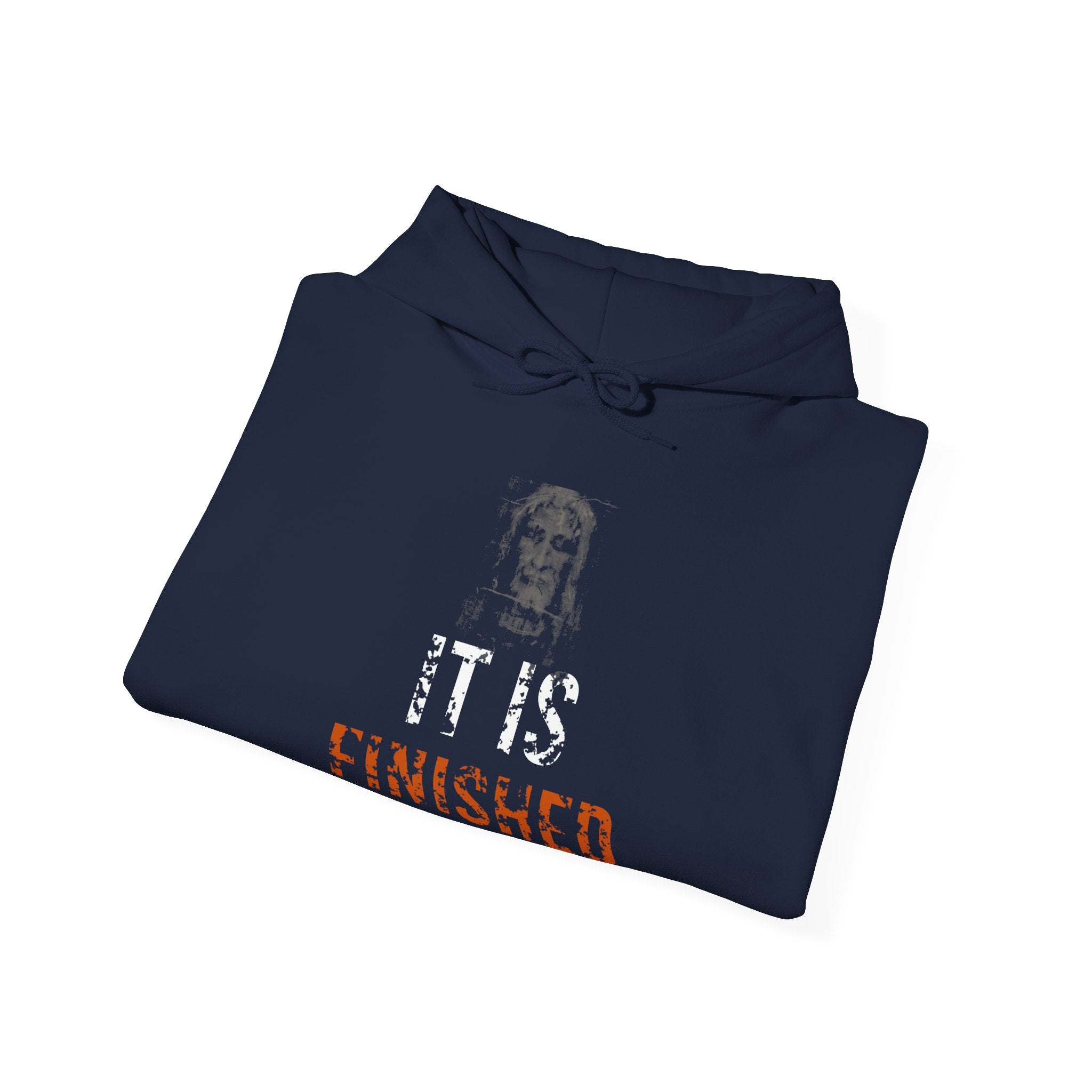 It Is Finished Hoodie — White/Orange — christian graphic hoodie by Get To The Finish Line (view 16)