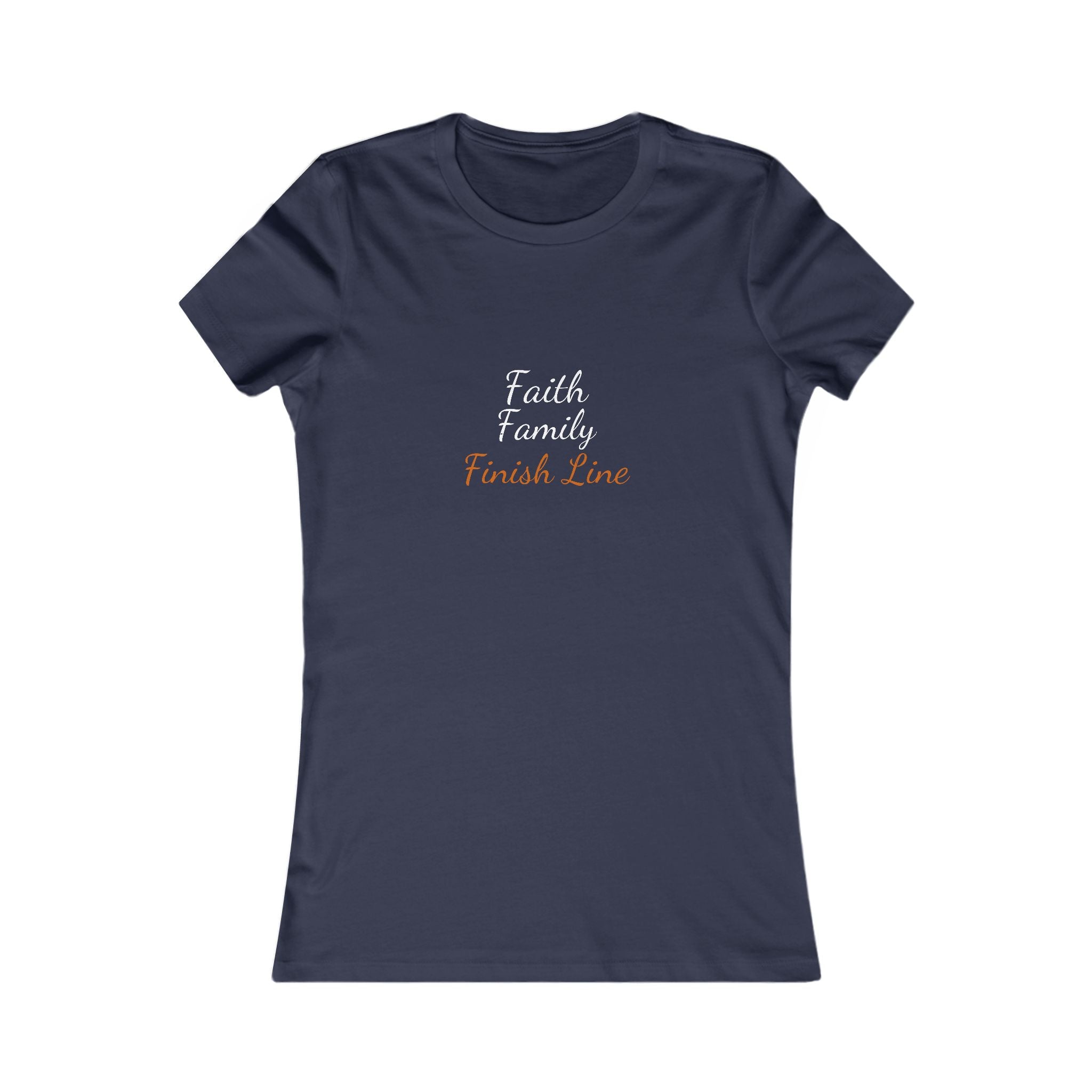 Faith Family Finish Line Script Women's Tee — Dark — christian family values graphic tee by Get To The Finish Line (view 3)