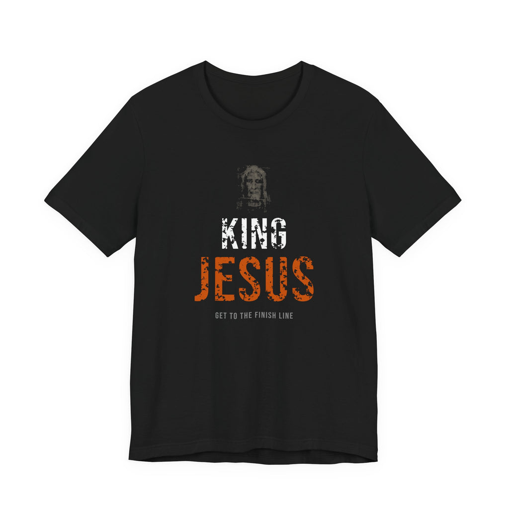 King Jesus Tee — White/Orange — christian graphic tee by Get To The Finish Line