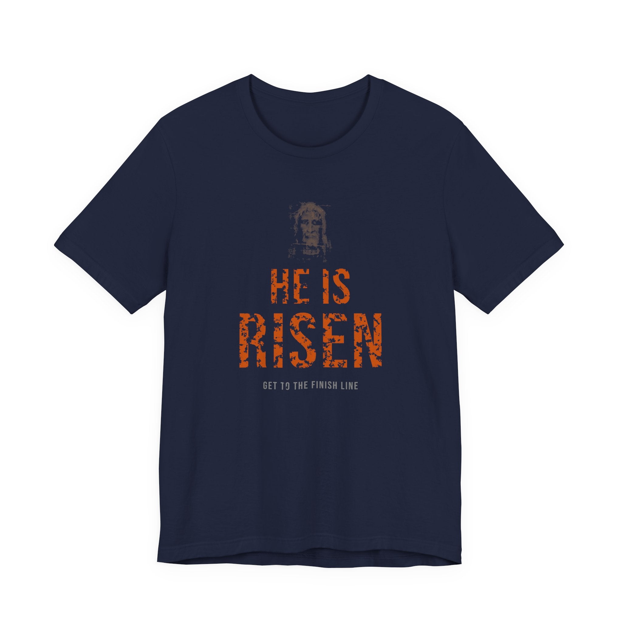He Is Risen Tee — Burnt Orange — christian resurrection graphic tee by Get To The Finish Line (view 4)