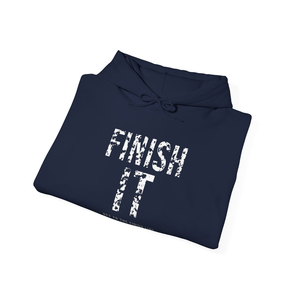 Finish It Hoodie — White — distressed motivational graphic hoodie by Get To The Finish Line (view 16)
