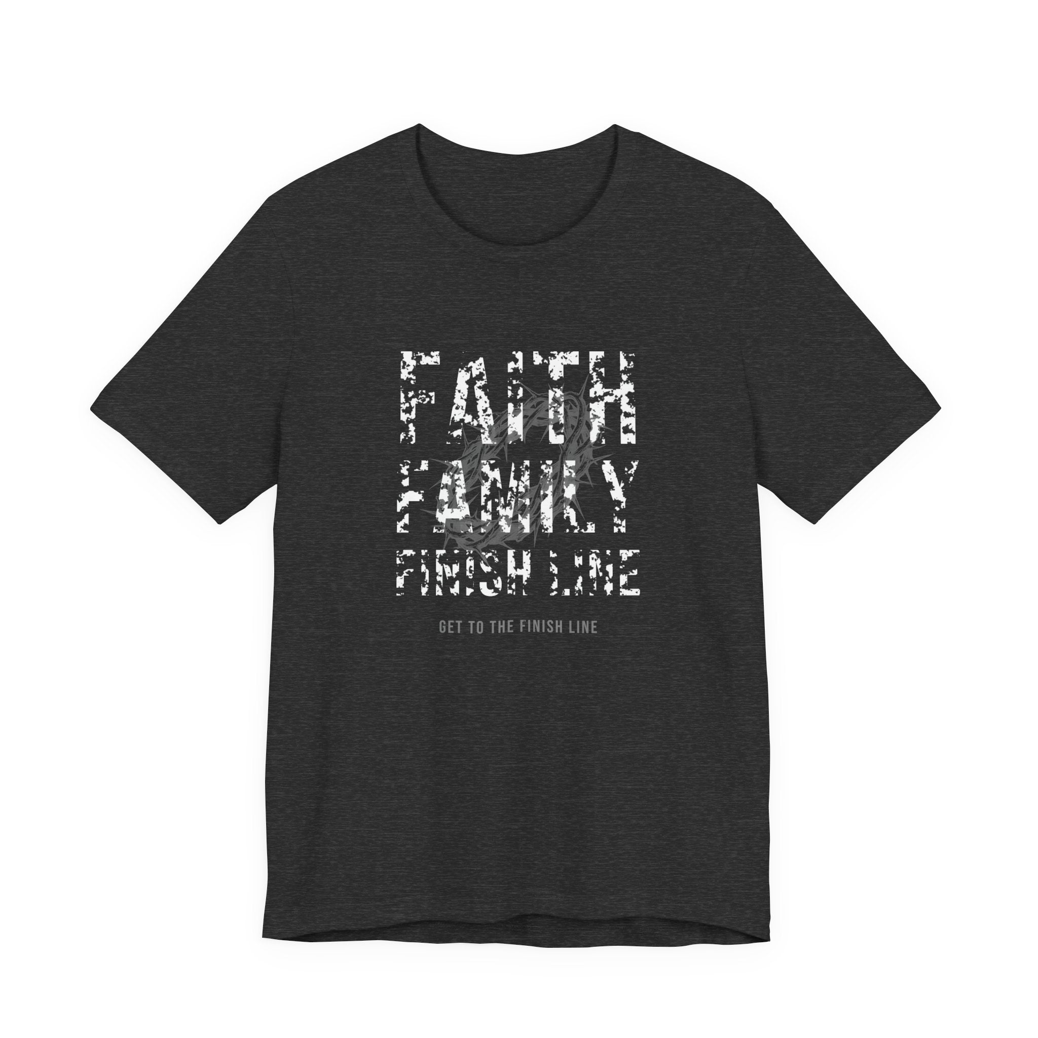 Faith Family Finish Line Tee — White — christian family values graphic tee by Get To The Finish Line (view 3)