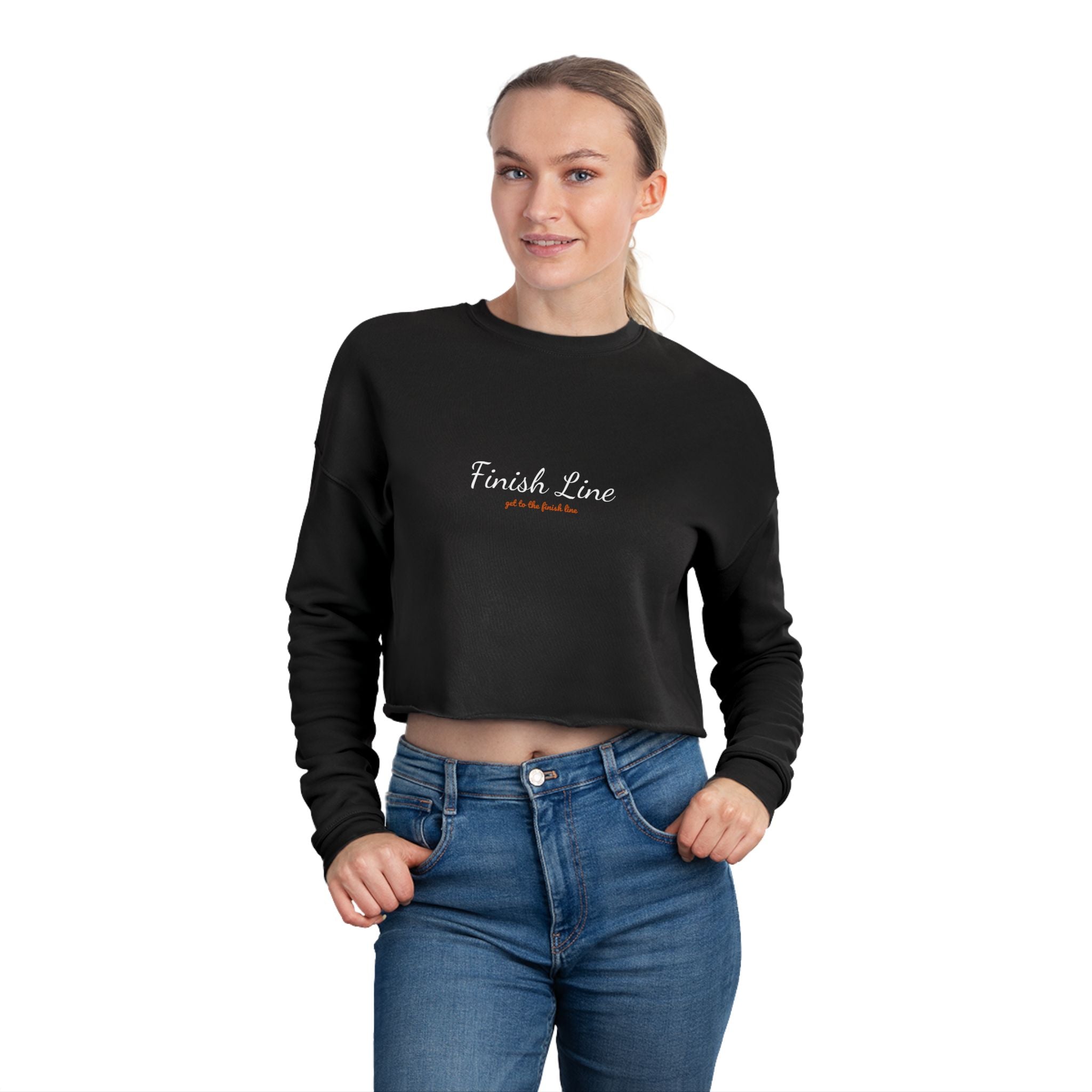 Get To The Finish Line Script Cropped Sweatshirt — motivational perseverance cropped sweatshirt by Get To The Finish Line (view 13)