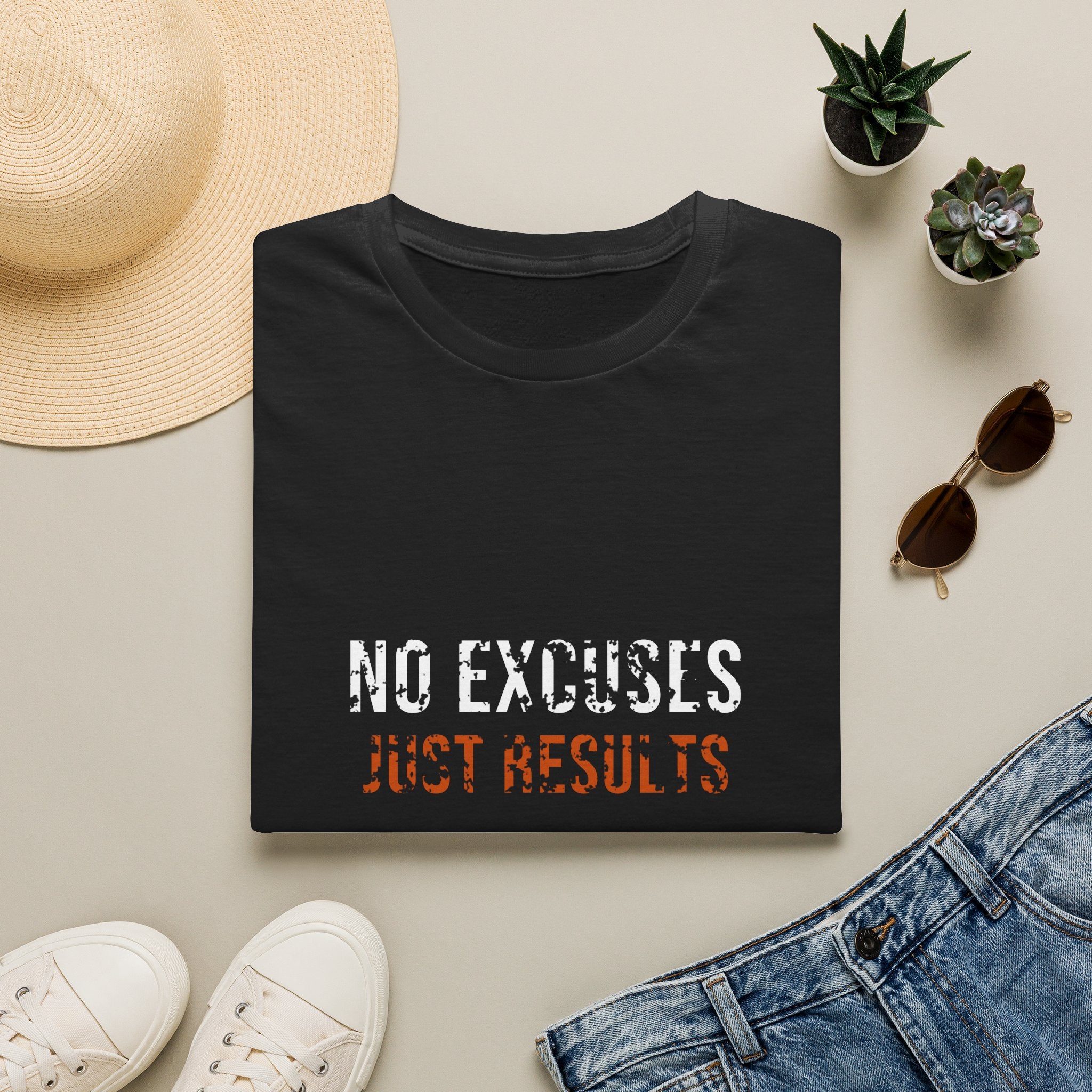 No Excuses Just Results Tee — motivational graphic tee by Get To The Finish Line