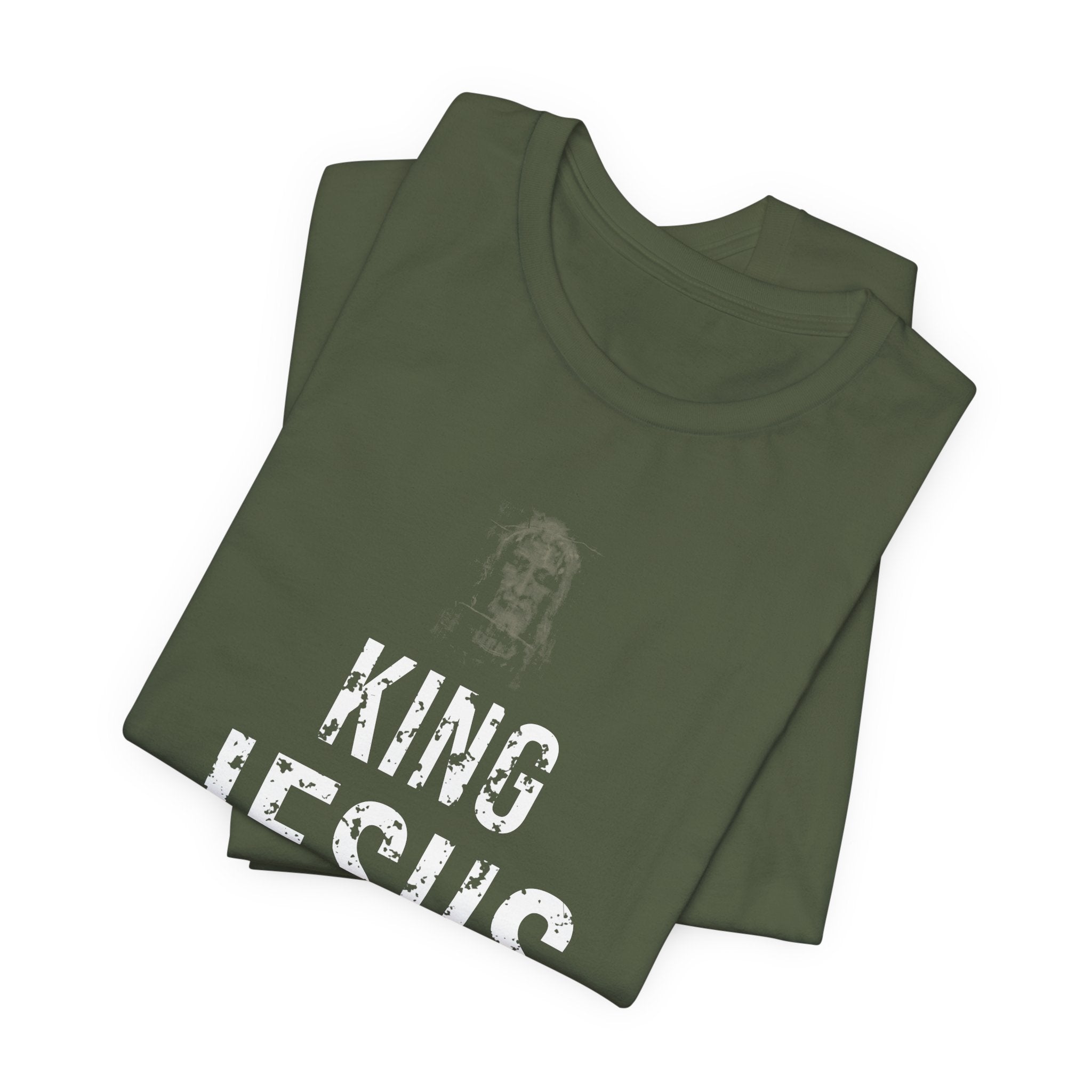 King Jesus Tee — White — christian graphic tee by Get To The Finish Line (view 9)