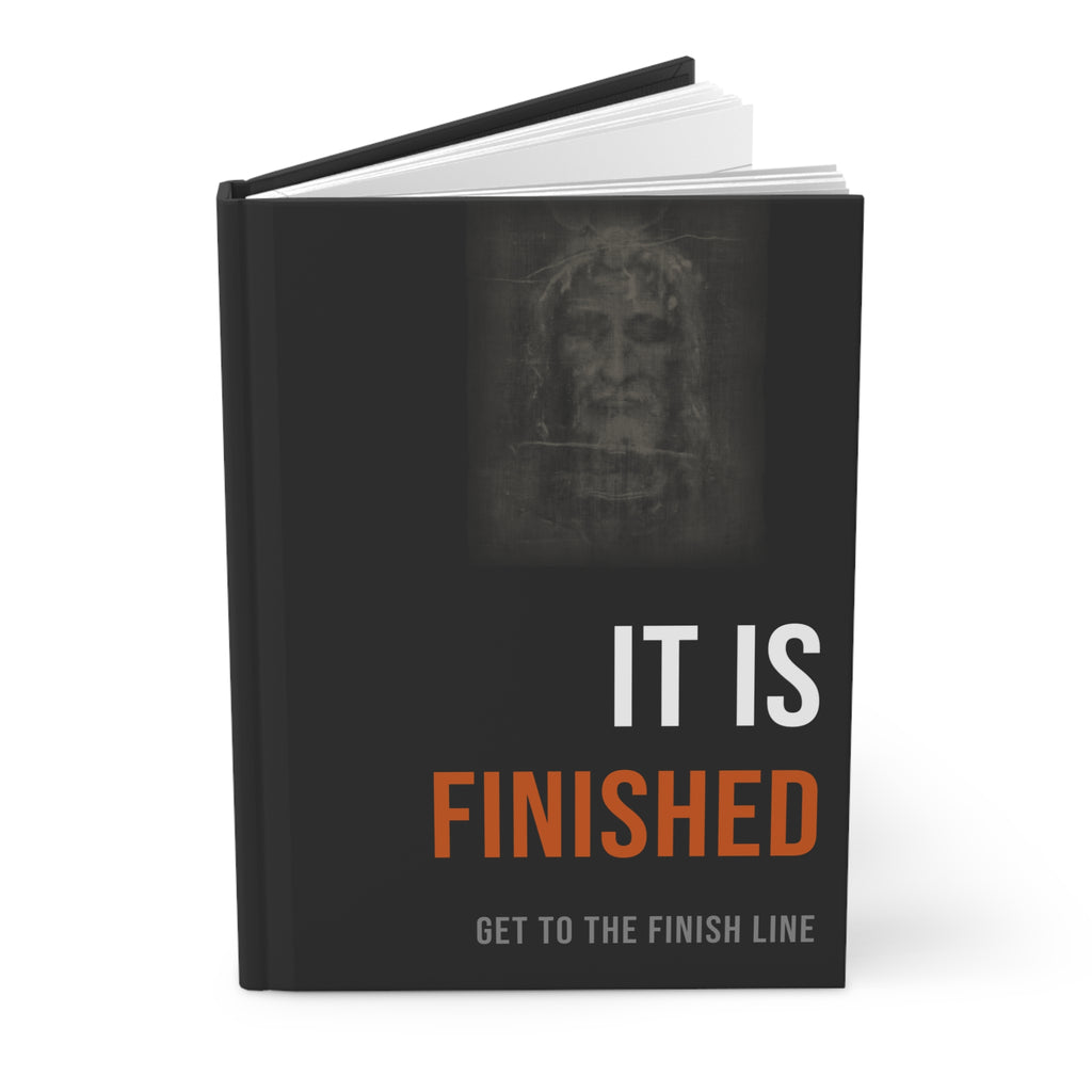 It Is Finished Journal — White/Orange — christian hardcover journal by Get To The Finish Line (view 3)