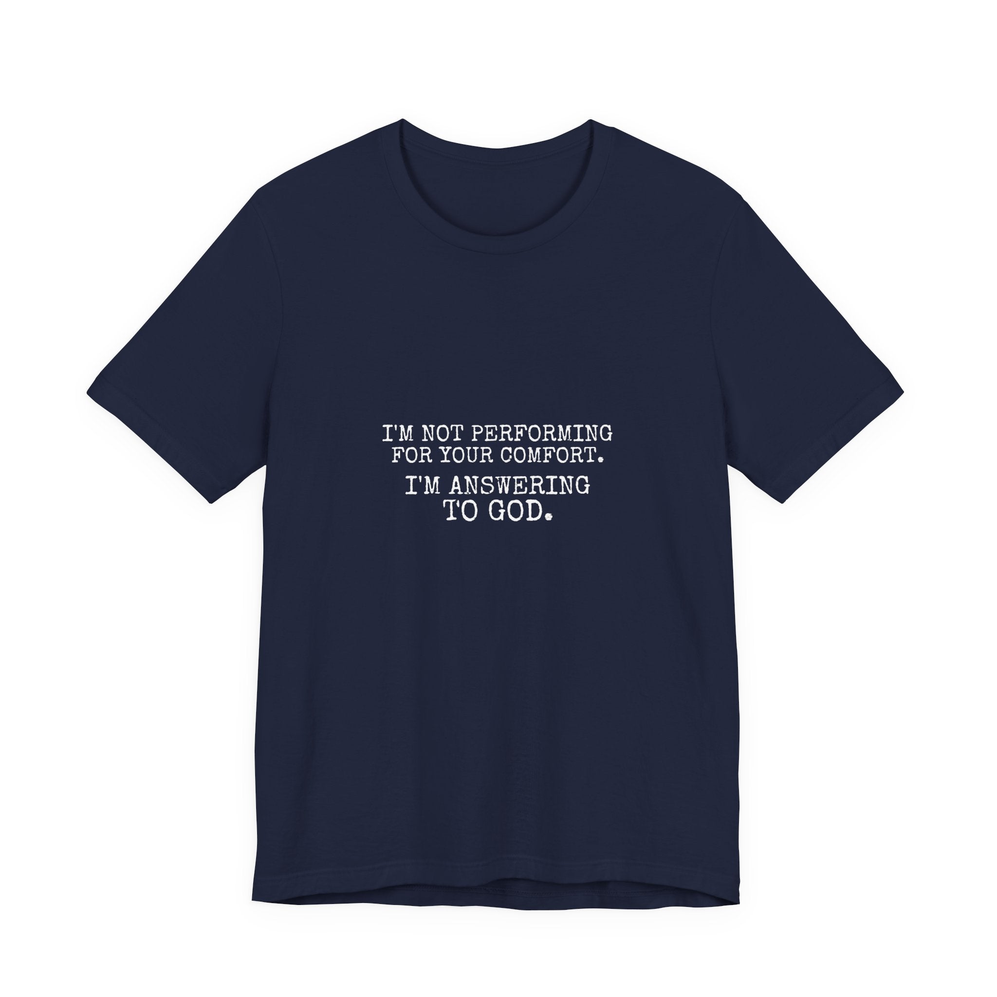 Answering To God Tee — White — bold christian statement graphic tee by Get To The Finish Line (view 4)