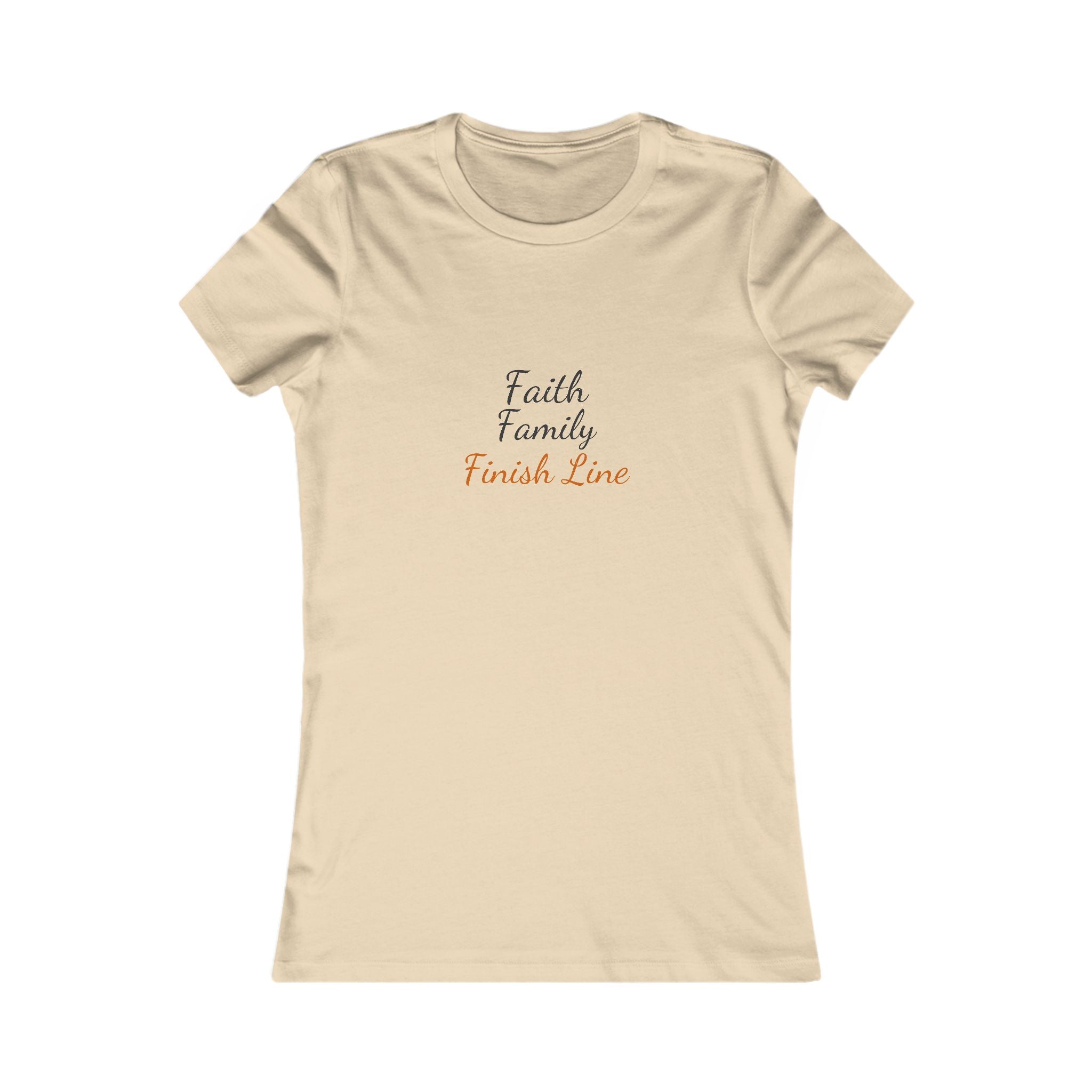Faith Family Finish Line Script Women's Tee — Light — christian family values graphic tee by Get To The Finish Line (view 2)