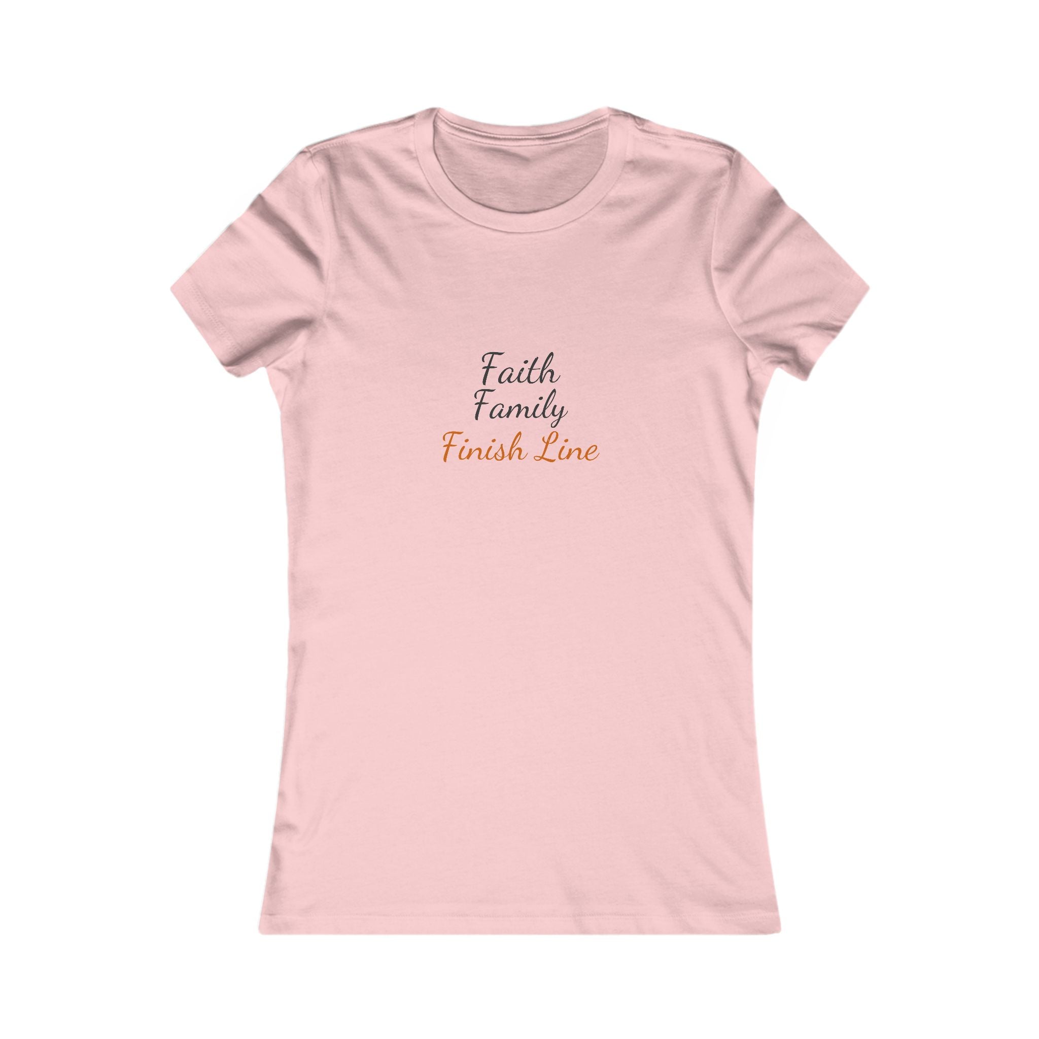 Faith Family Finish Line Script Women's Tee — Light — christian family values graphic tee by Get To The Finish Line (view 4)