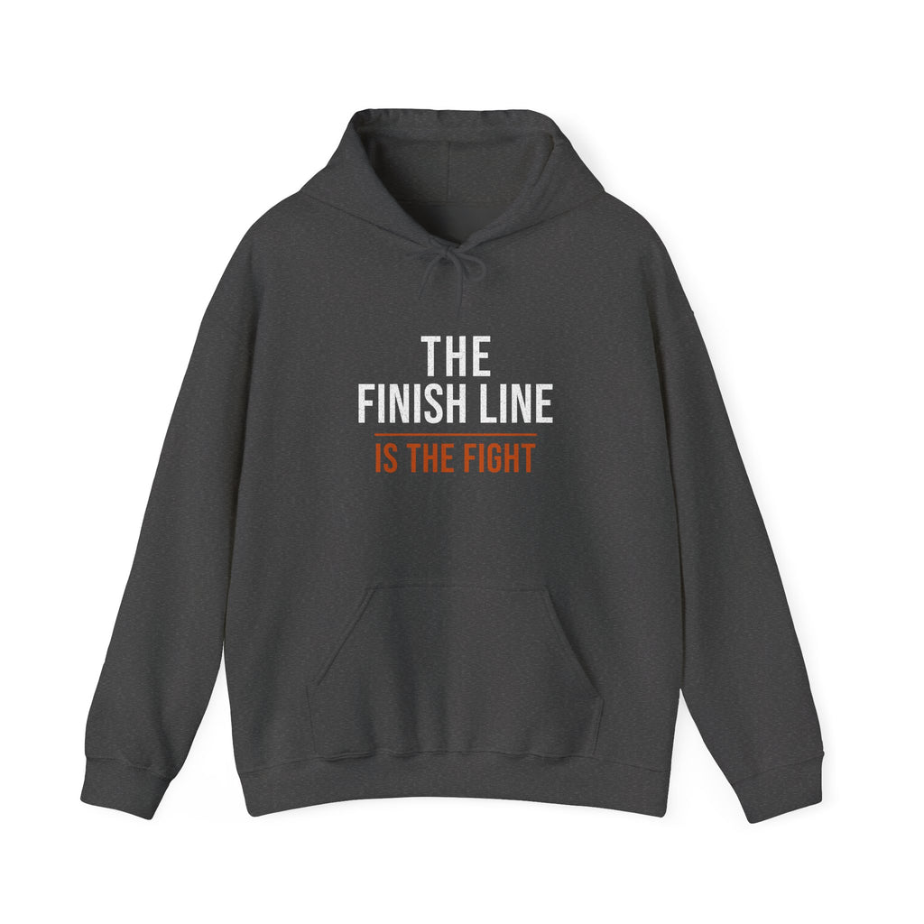 The Finish Line Is the Fight — Motivational Hoodie — motivational endurance graphic hoodie by Get To The Finish Line (view 2)