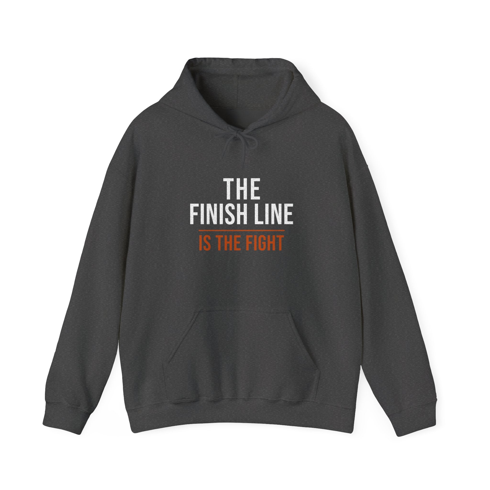 The Finish Line Is the Fight — Motivational Hoodie — motivational endurance graphic hoodie by Get To The Finish Line (view 2)