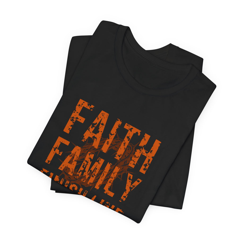 Faith Family Finish Line Tee — Burnt Orange — christian family values graphic tee by Get To The Finish Line (view 6)