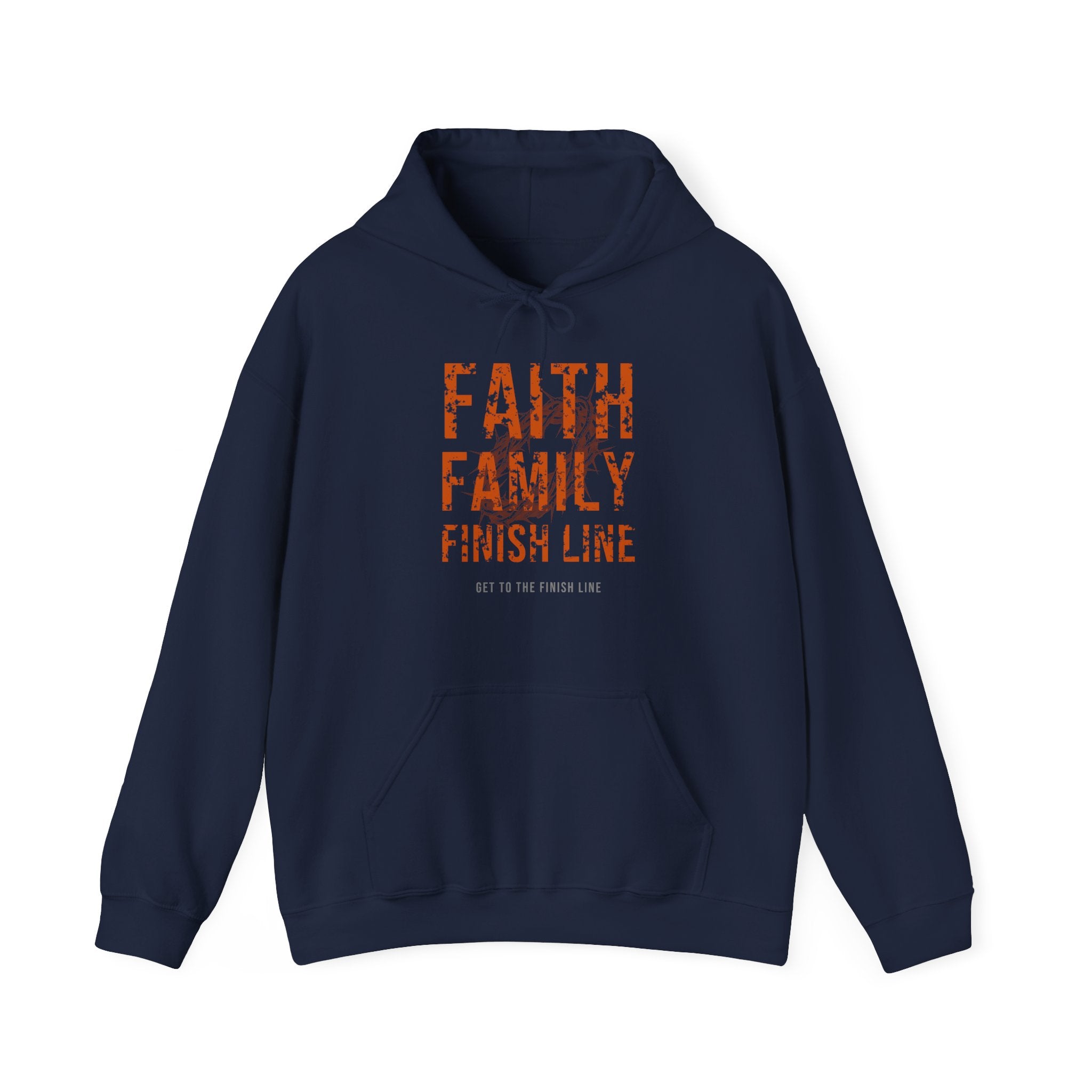 Faith Family Finish Line Hoodie — Burnt Orange — christian family values graphic hoodie by Get To The Finish Line (view 4)