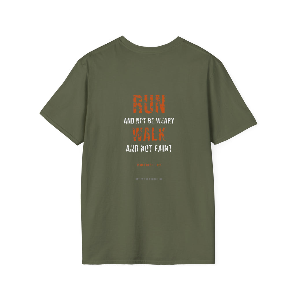 Run And Not Be Weary Tee — Isaiah 40:31 KJV — KJV Bible verse graphic tee by Get To The Finish Line (view 16)