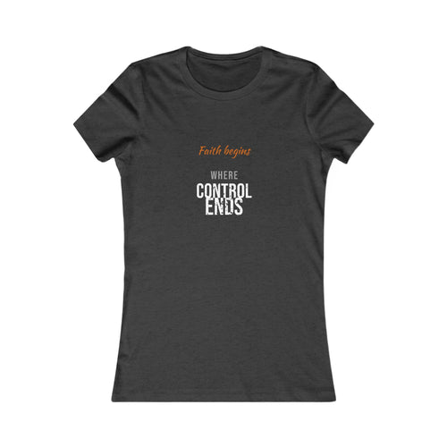 Faith Begins Script Women's Tee — Dark
