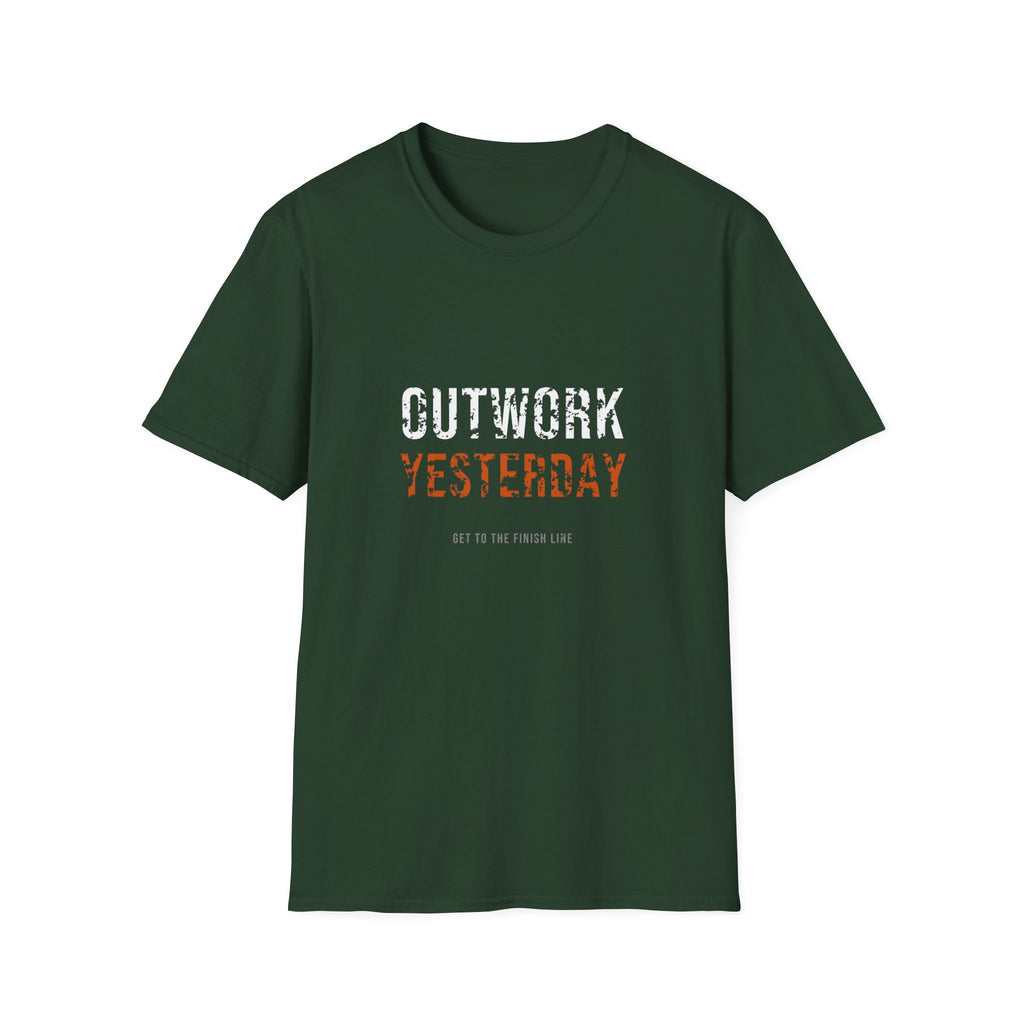 Outwork Yesterday Tee — motivational graphic tee by Get To The Finish Line (view 18)