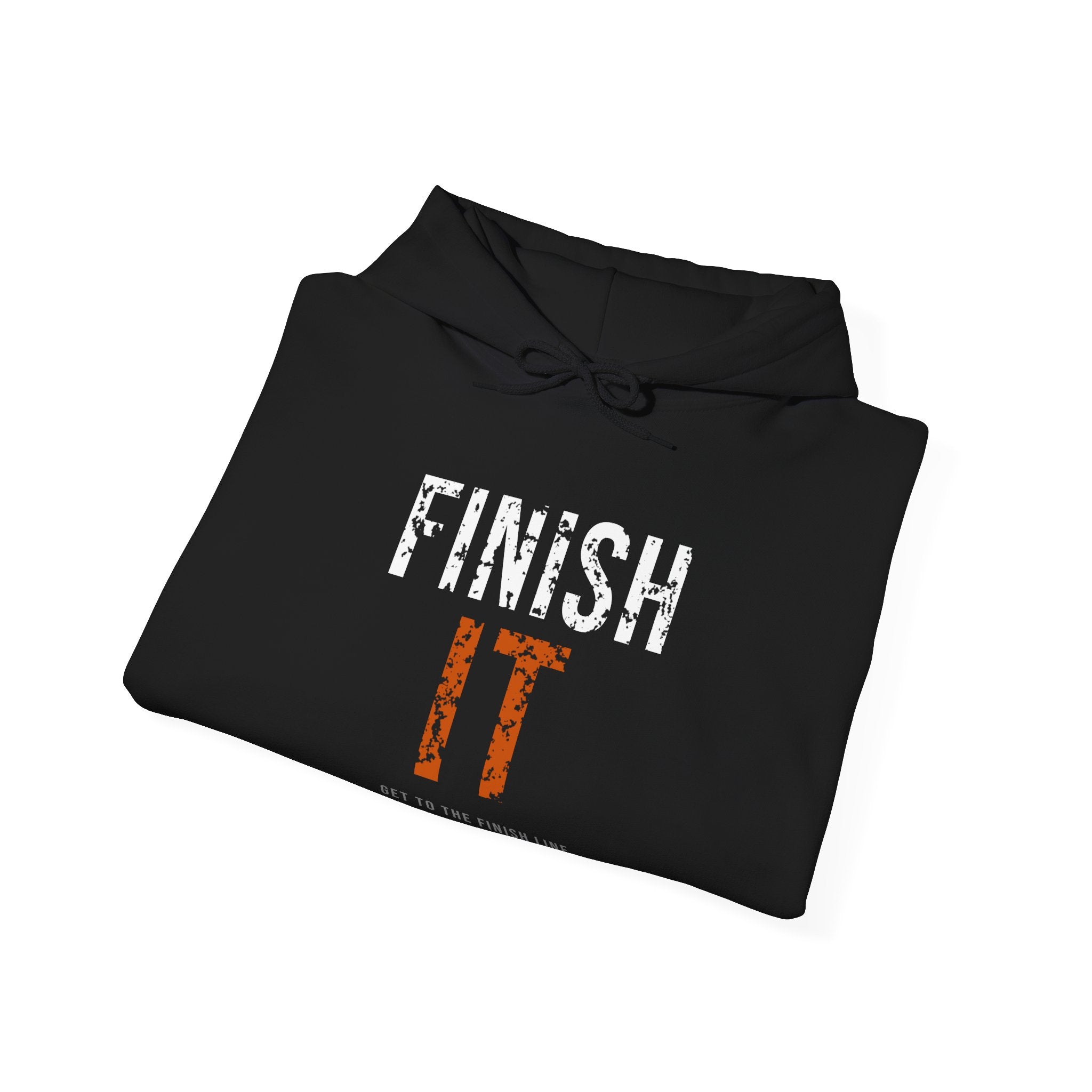 Finish It Hoodie — White/Orange — distressed motivational graphic hoodie by Get To The Finish Line (view 7)