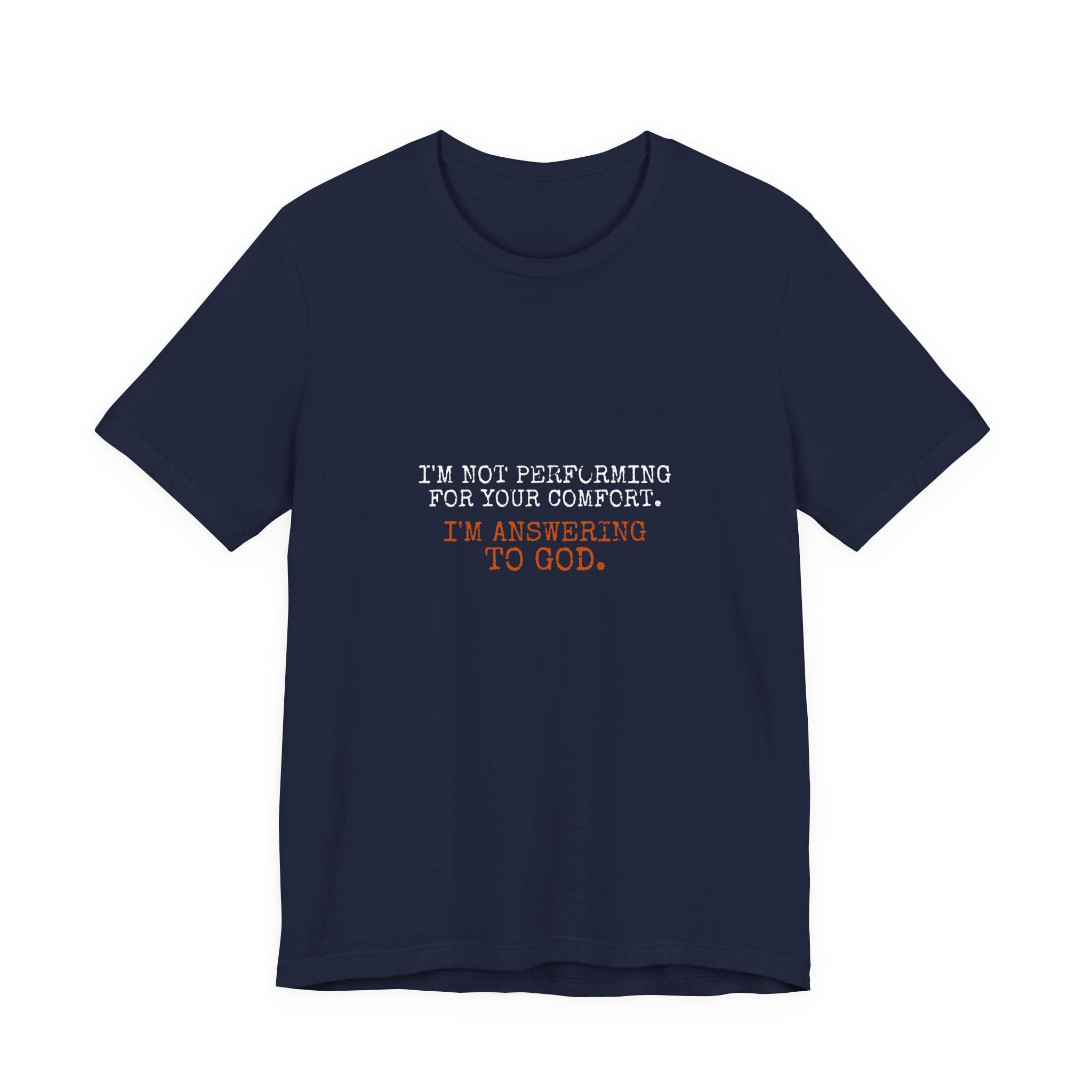 Answering To God Tee — White/Orange — bold christian statement graphic tee by Get To The Finish Line (view 4)