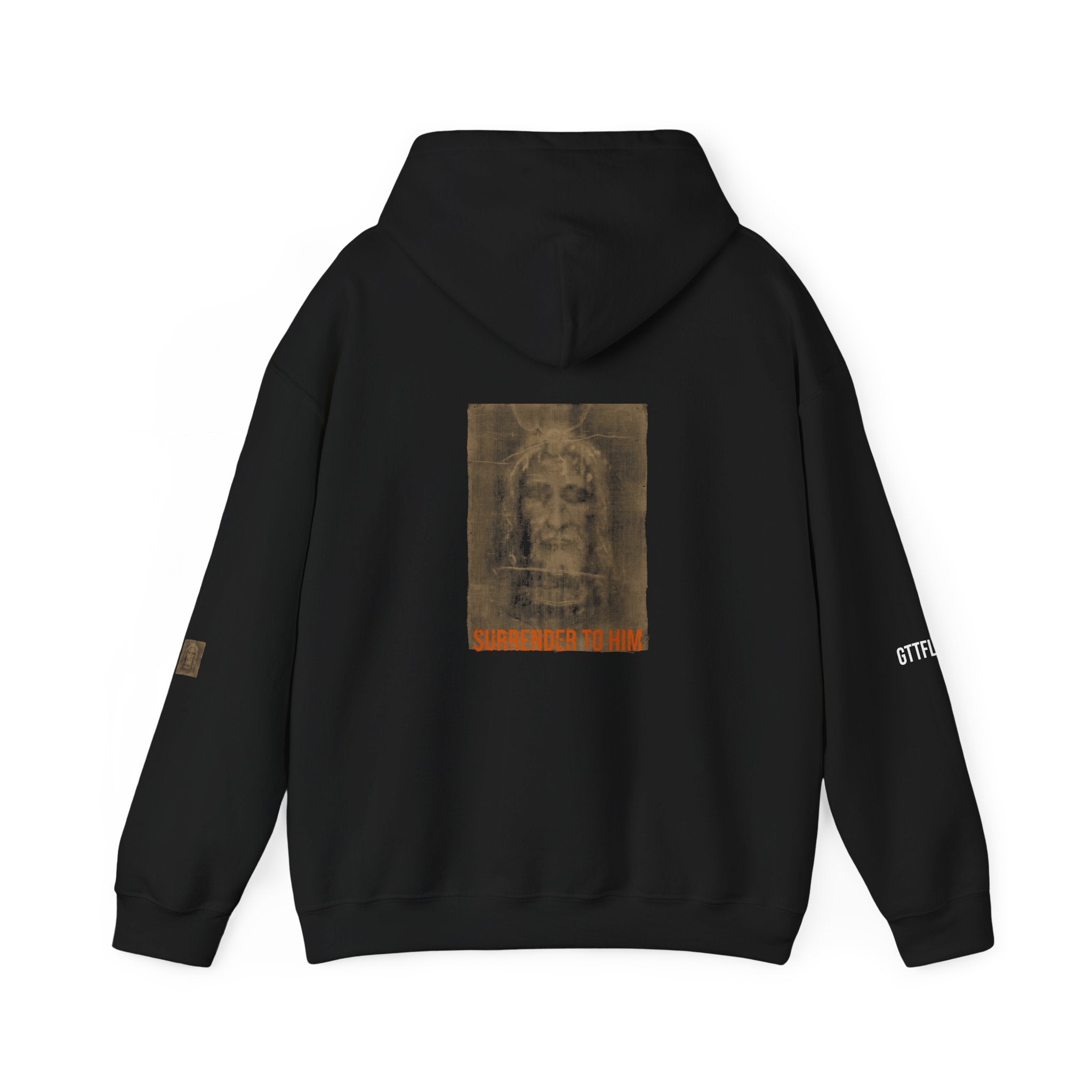 Surrender To Him Hoodie — Shroud, Orange Text