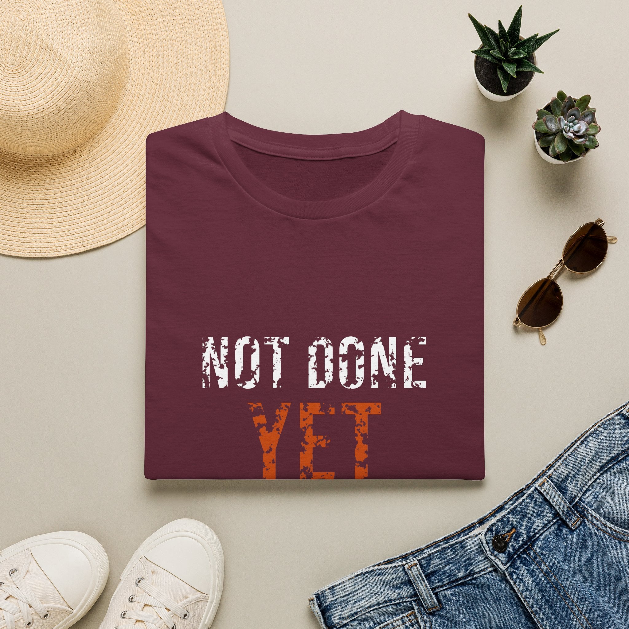 Not Done Yet Tee — motivational graphic tee by Get To The Finish Line (view 2)