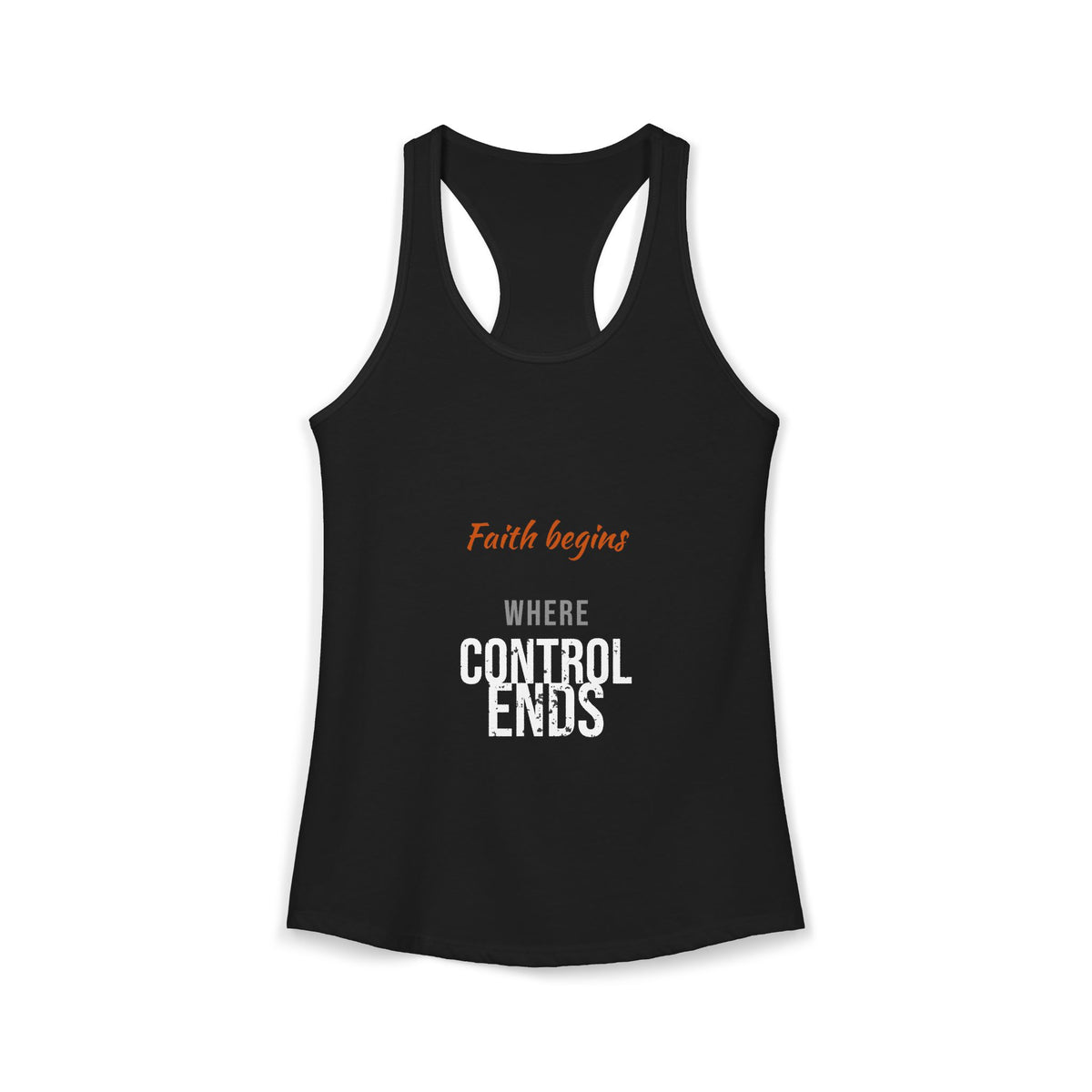 Faith Begins Script Racerback Tank — Dark