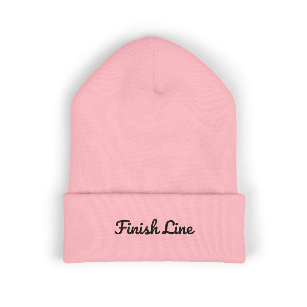 Get To The Finish Line Script Beanie — Light — motivational perseverance embroidered beanie by Get To The Finish Line (view 2)
