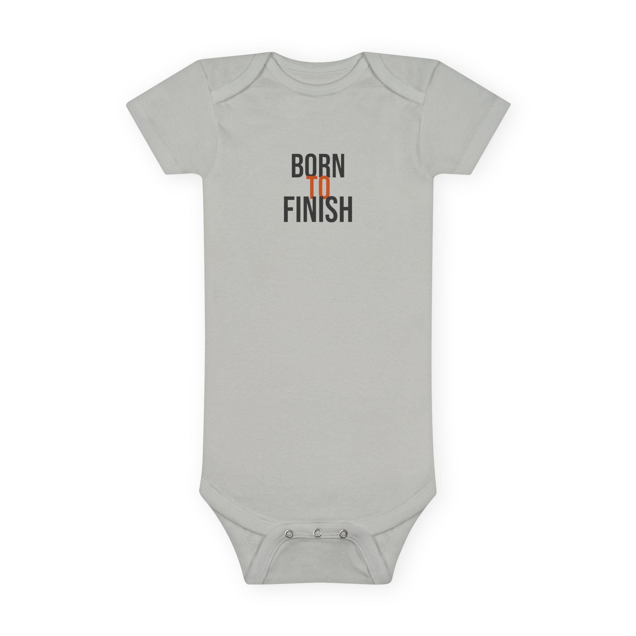 Born To Finish Baby Onesie® — GTTFL Littles — motivational piece by Get To The Finish Line (view 2)